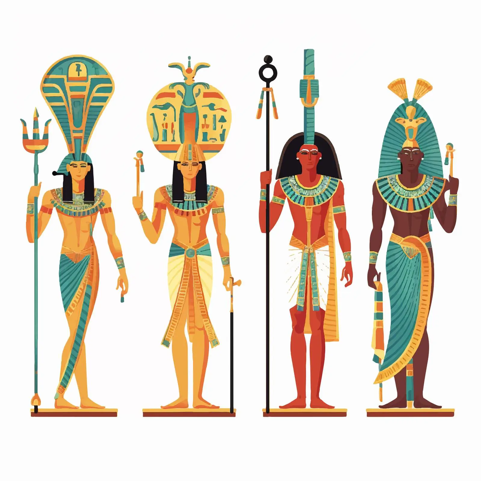 Ancient Egyptian Gods and Goddesses Vector Art — free download from Dotvec