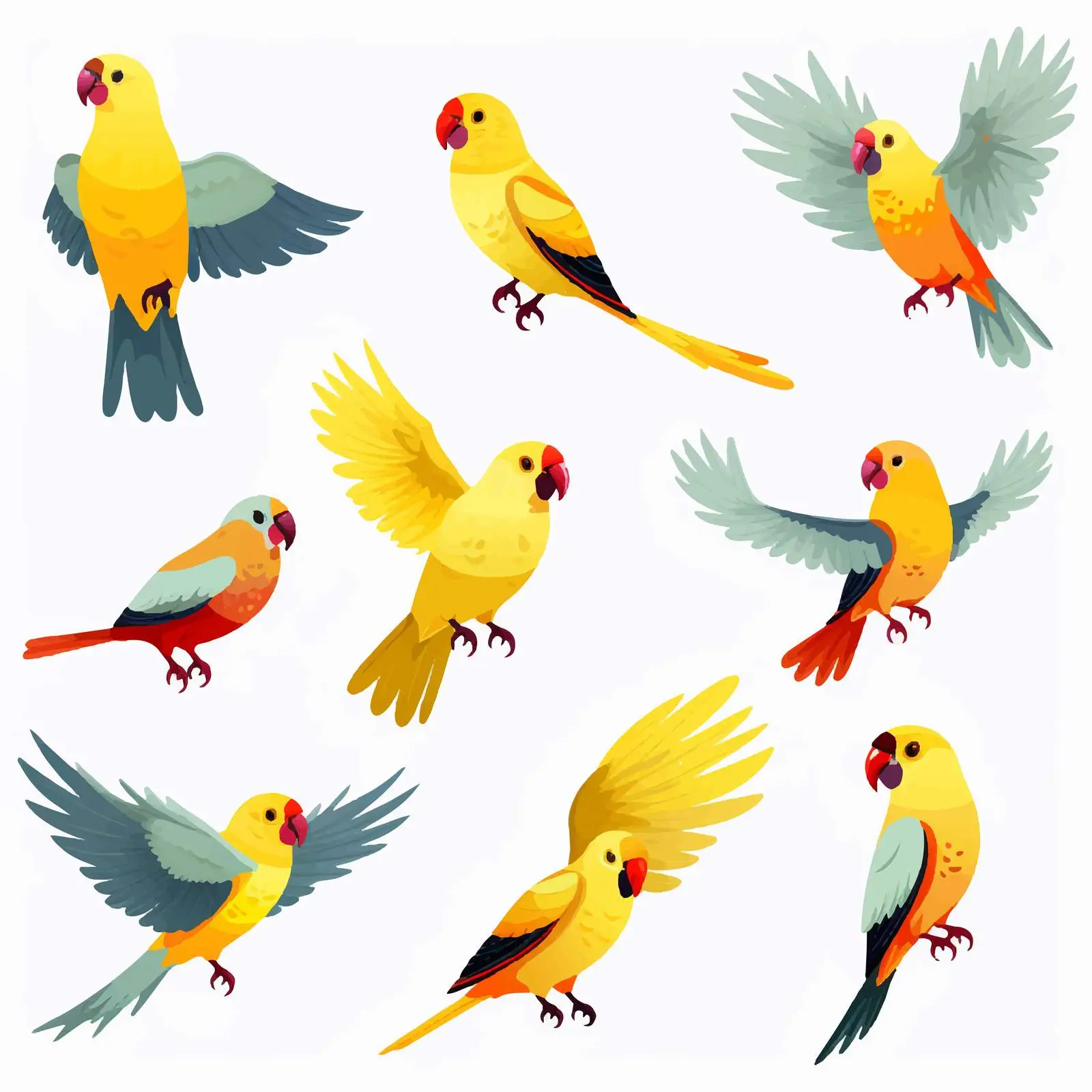 Exotic Yellow Parrot and Cockatoo Illustration — free download from Dotvec