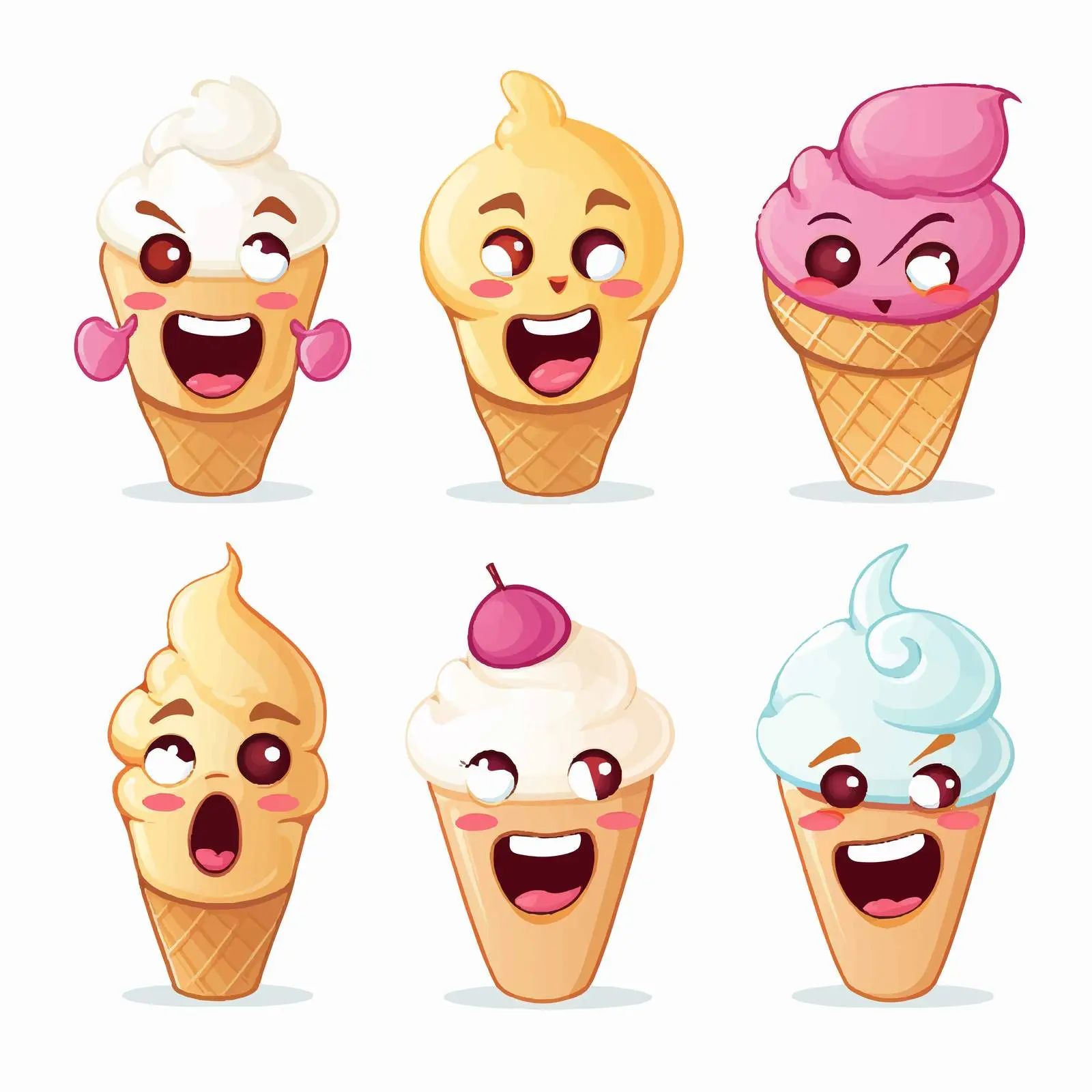 Vintage Cartoon Facial Expressions with Ice Cream — free download from Dotvec