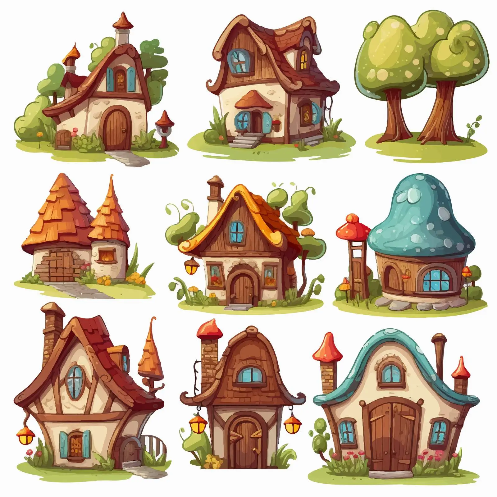 Fairy Tale House Elements Vector Illustration — free download from Dotvec