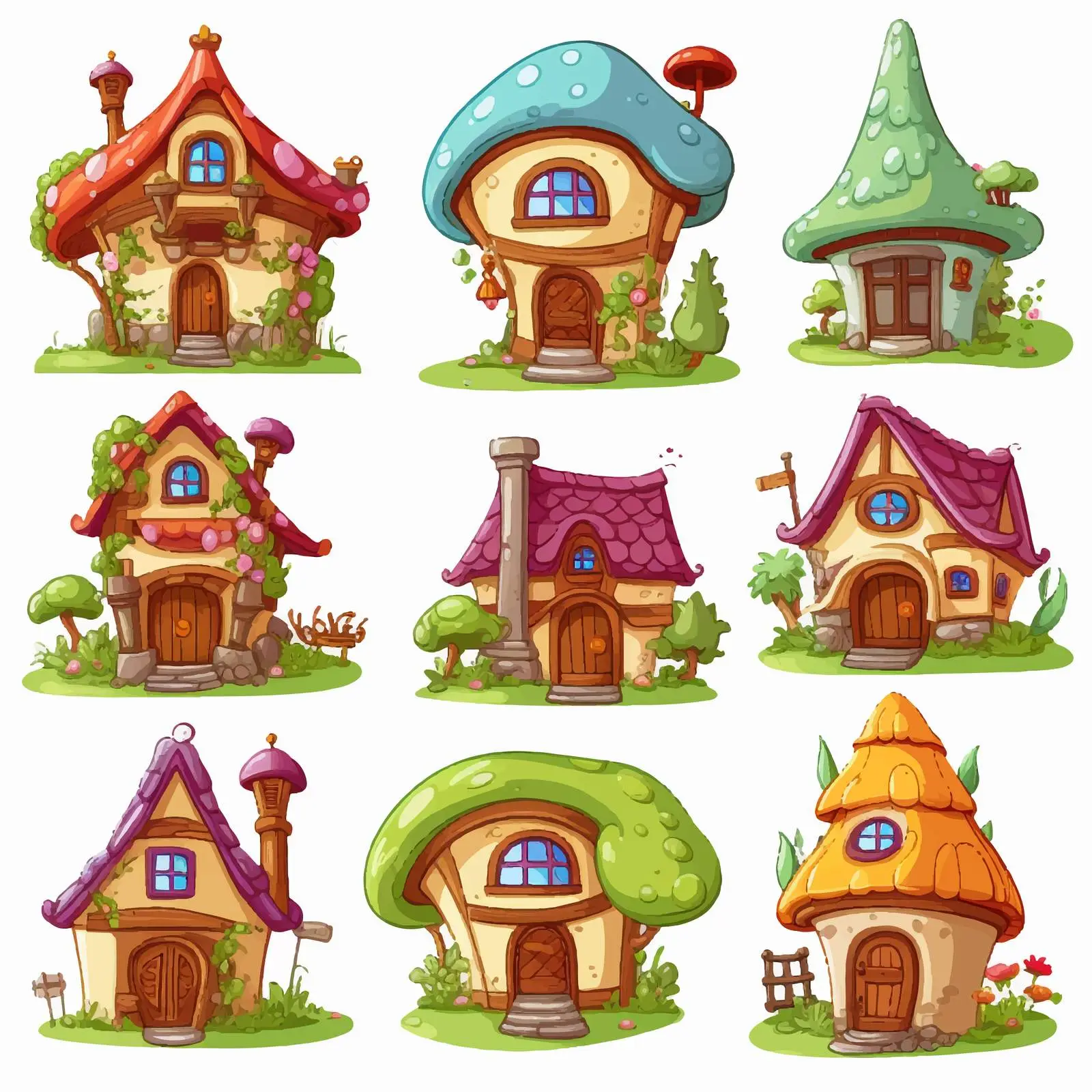Fairy Tale House Elements Illustration Vector — free download from Dotvec