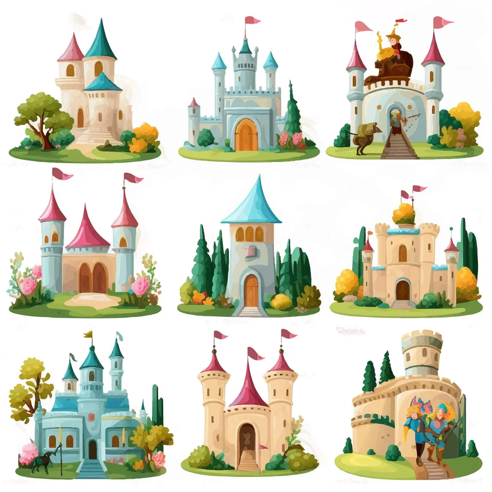 Fairy Tales with Knight and Castle Vector Art — free download from Dotvec