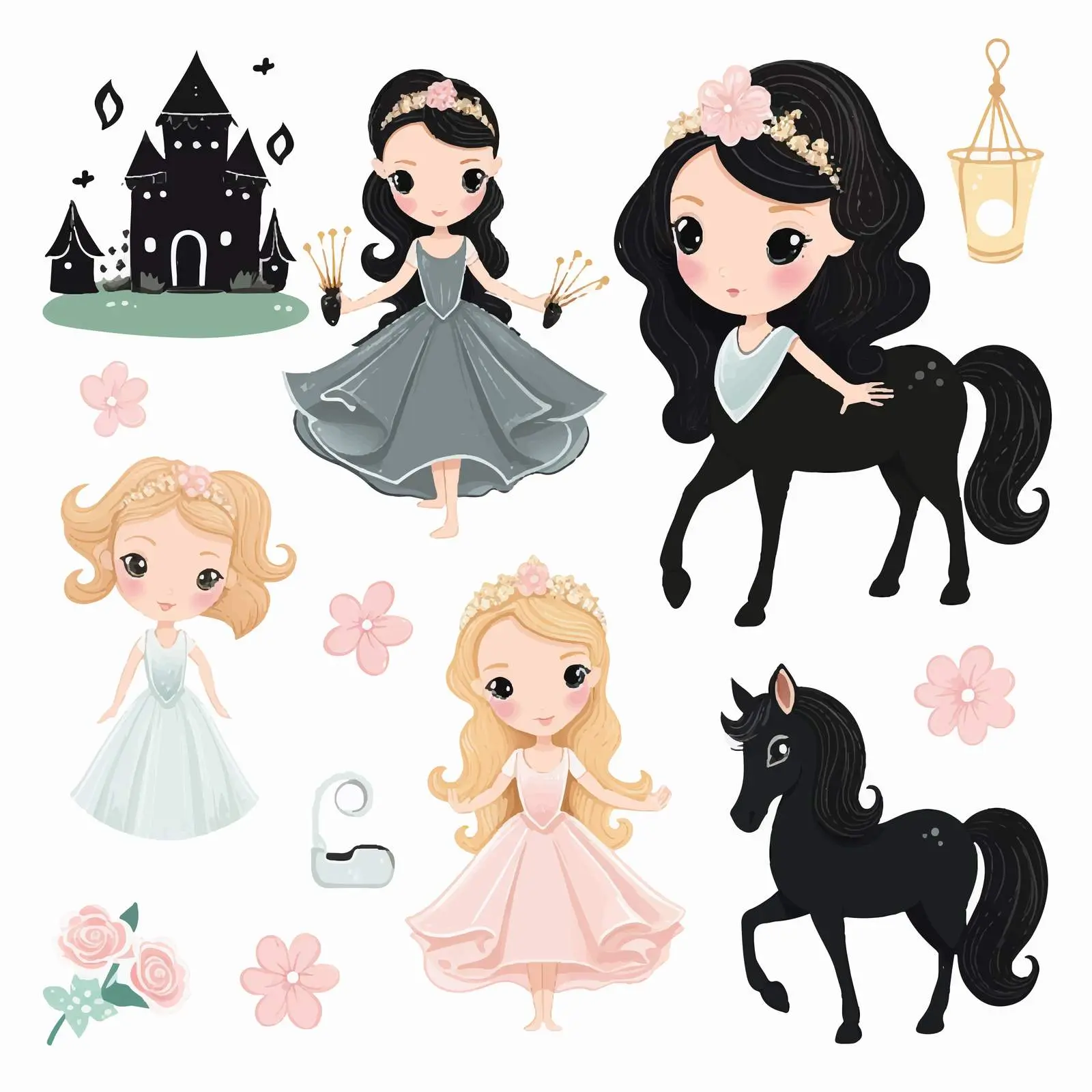 Fairy Tales with Princess and Unicorn Vector — free download from Dotvec