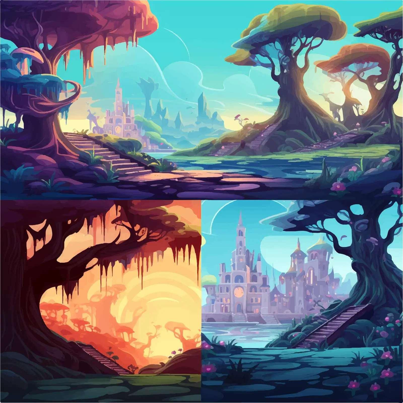 Fantasy Background Scene Vector Illustration — free download from Dotvec
