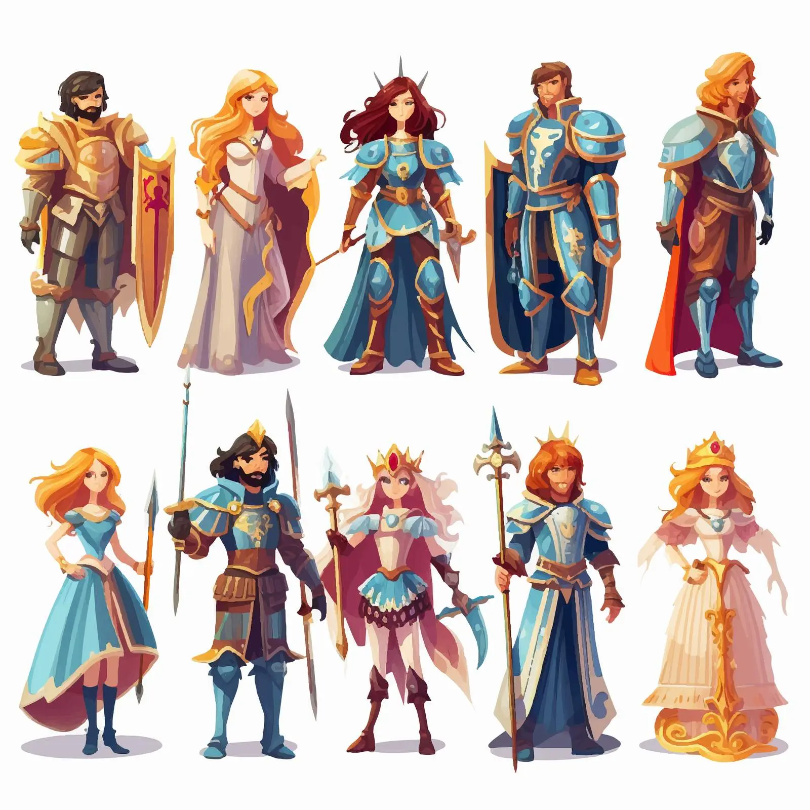 Fantasy Knights and Princesses Vector Illustration – free princess image from Dotvec