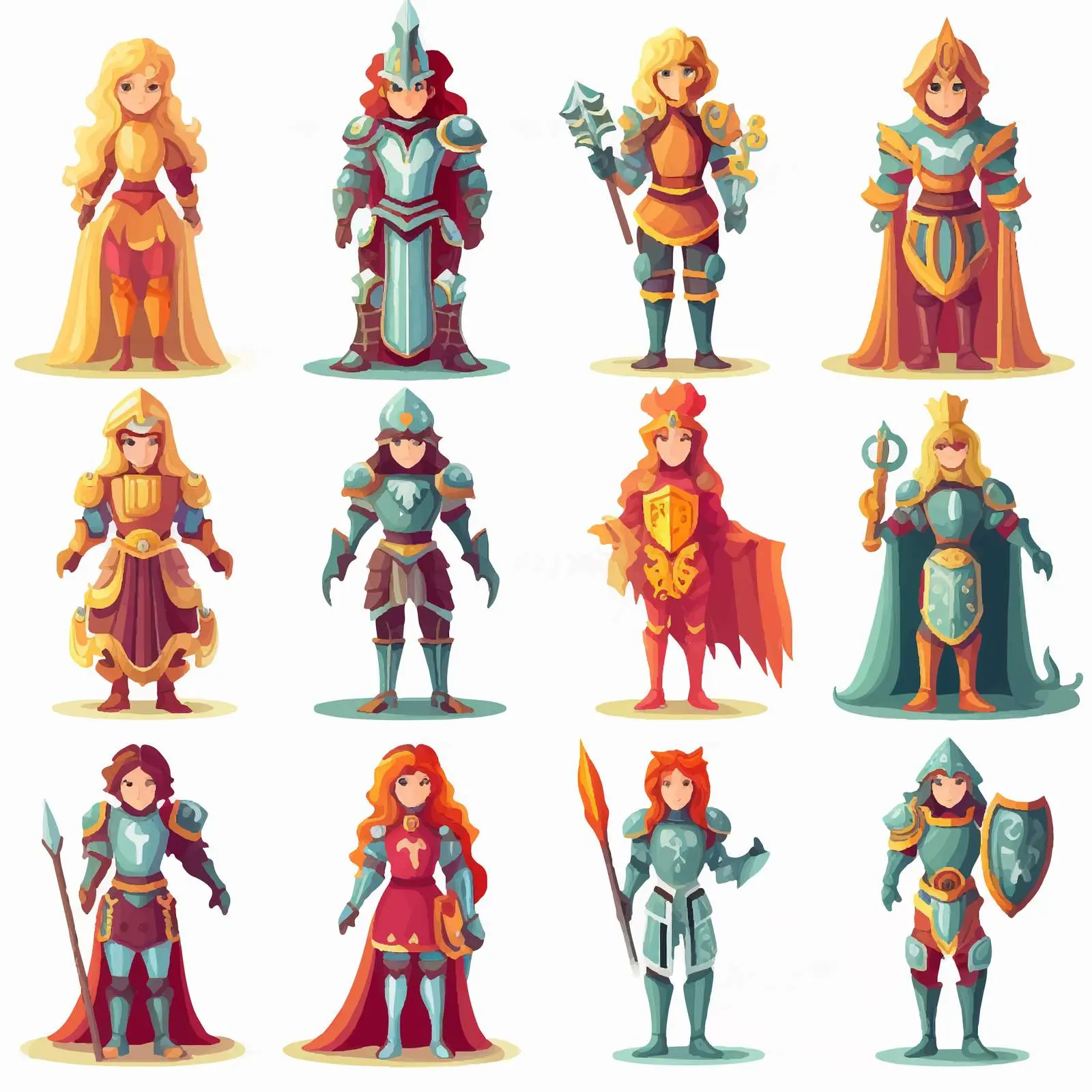 Fantasy Knights and Princesses Cartoon Vector Set – free princess image from Dotvec