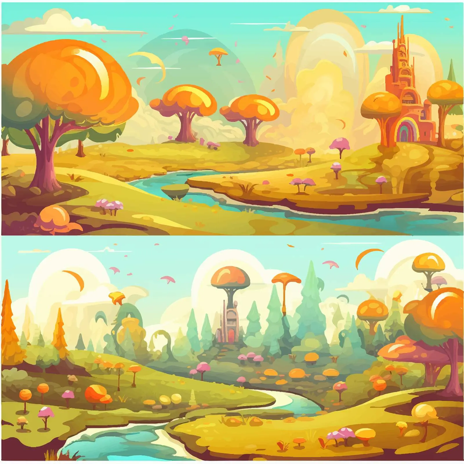Fantasy Landscape Vector Illustration Collection — free download from Dotvec