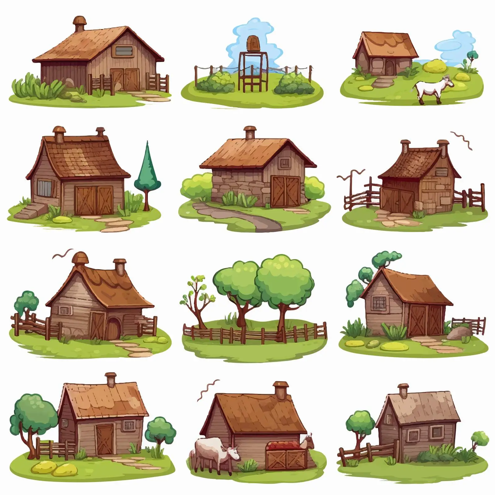 Farm Scenes at Various Times of Day — free download from Dotvec