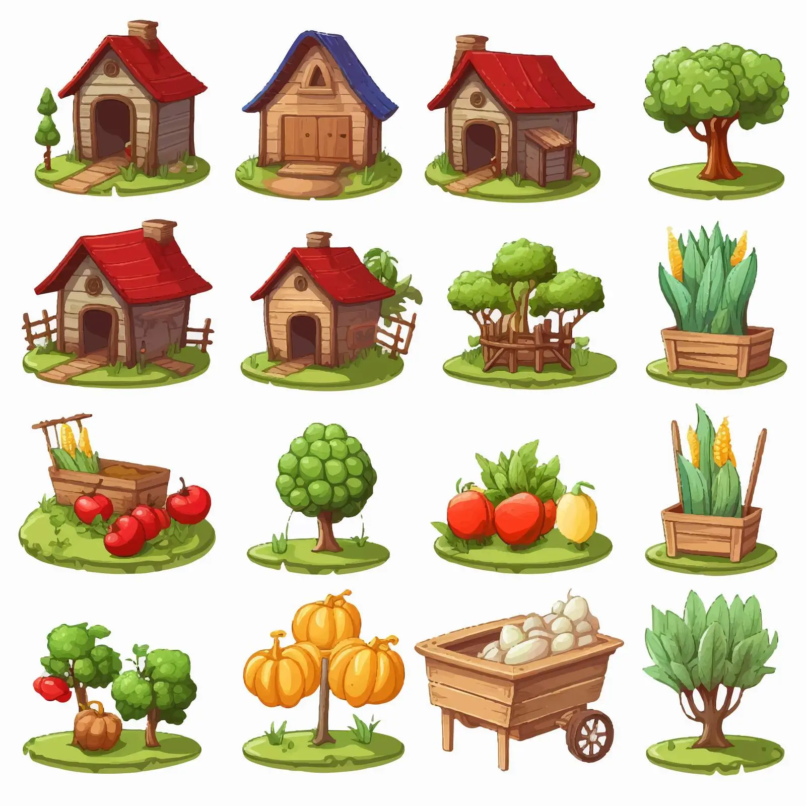 Farming Game Elements and Icons Collection — free download from Dotvec