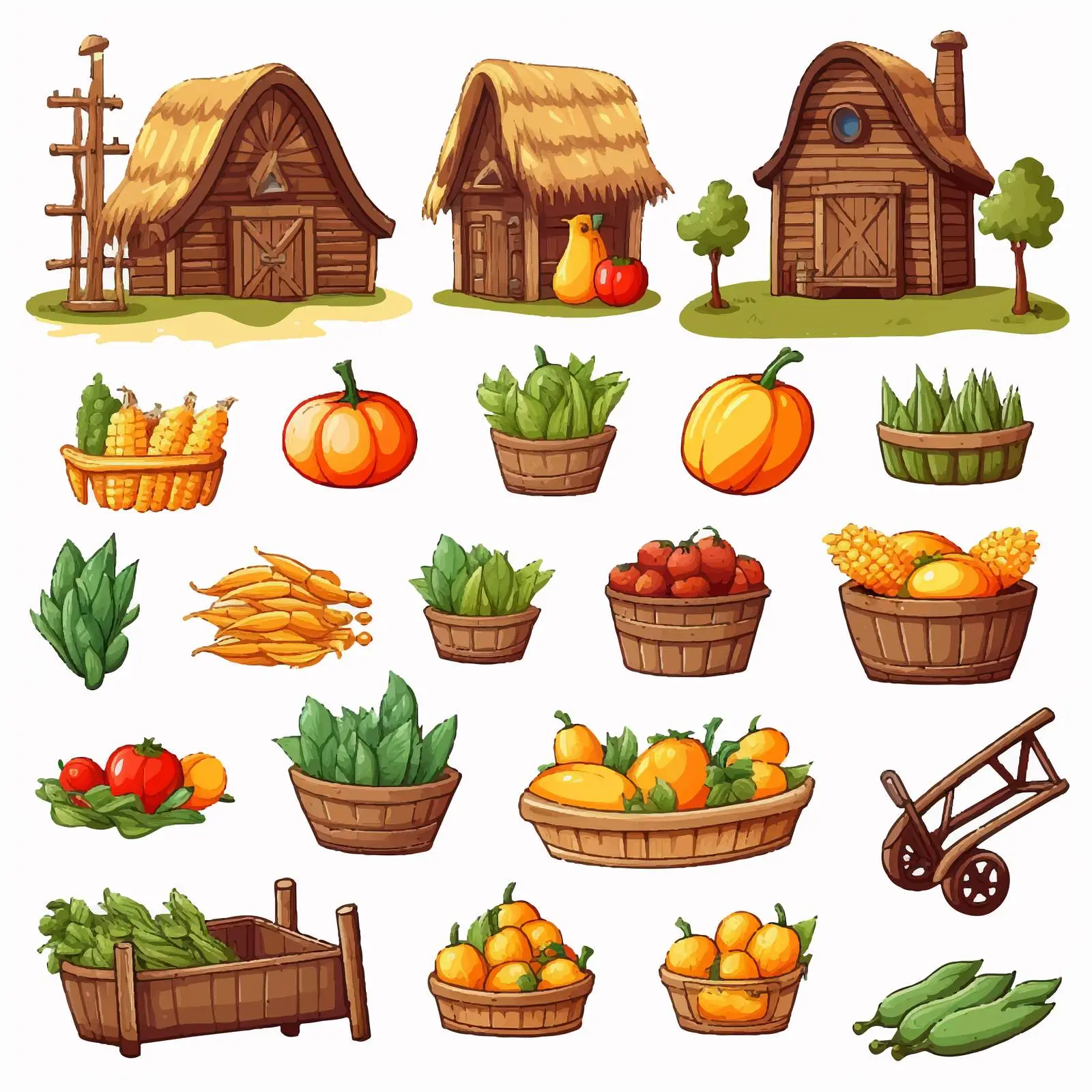 Farming Game Elements and Icons Set — free download from Dotvec