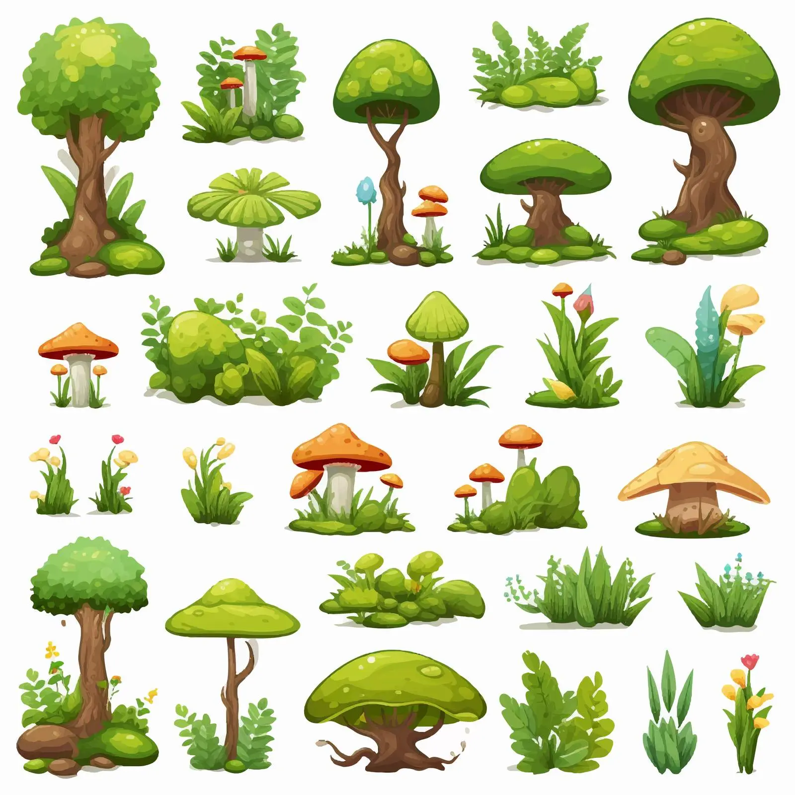 Nature-Themed Game Elements and Icons Vector Set — free download from Dotvec