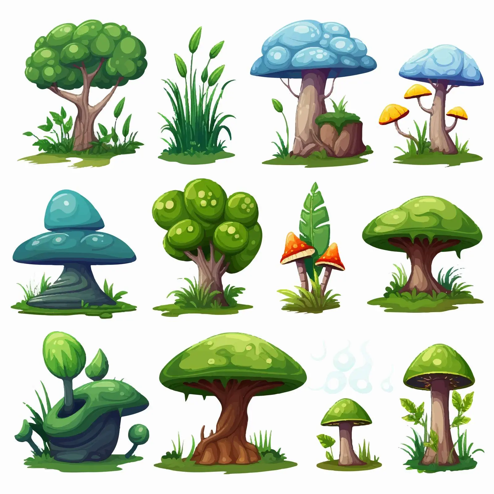 Nature-Themed Game Elements and Icons Set — free download from Dotvec