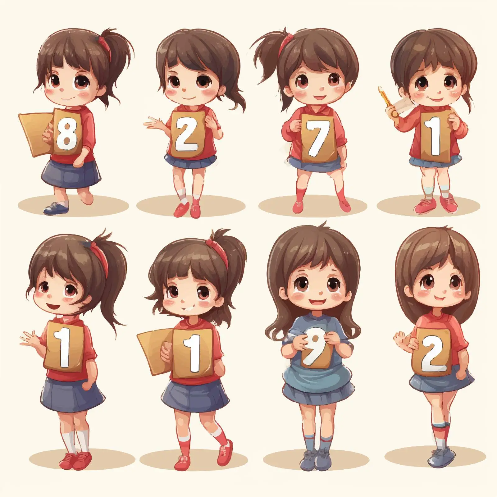 Girl Number Banner Illustration from One to Ten — free download from Dotvec