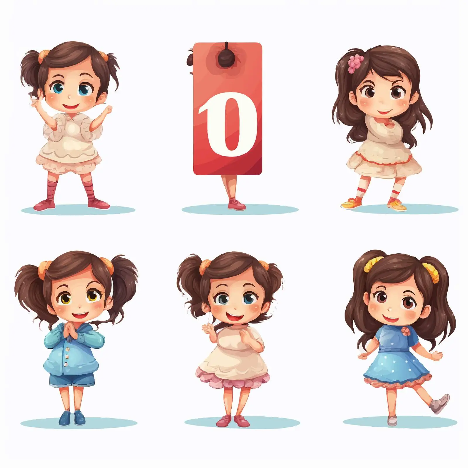 Girls Learning Numbers One to Ten Illustration — free download from Dotvec