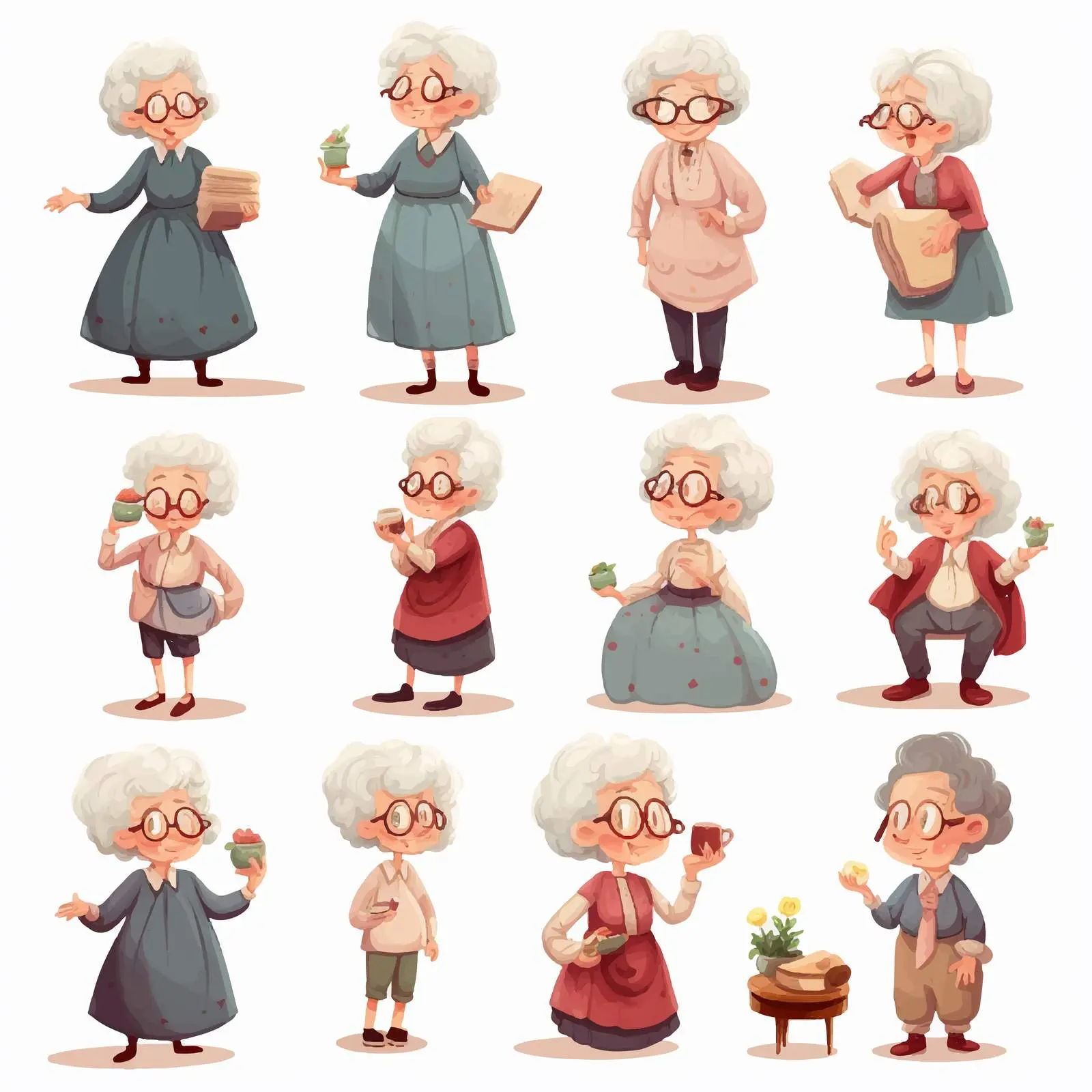 Grandmother in Various Outfits and Activities — free download from Dotvec