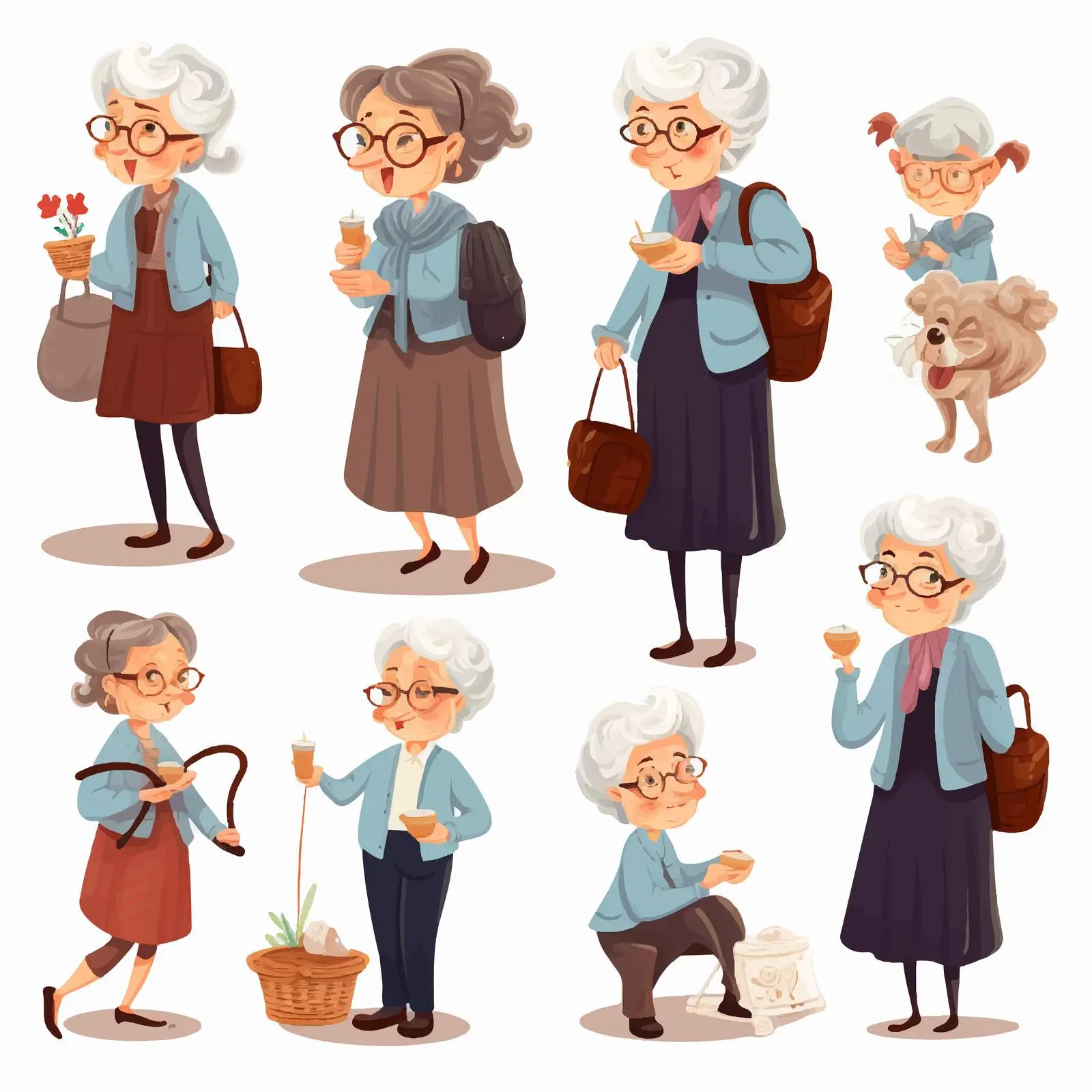 Grandmother in Various Outfits and Activities — free download from Dotvec