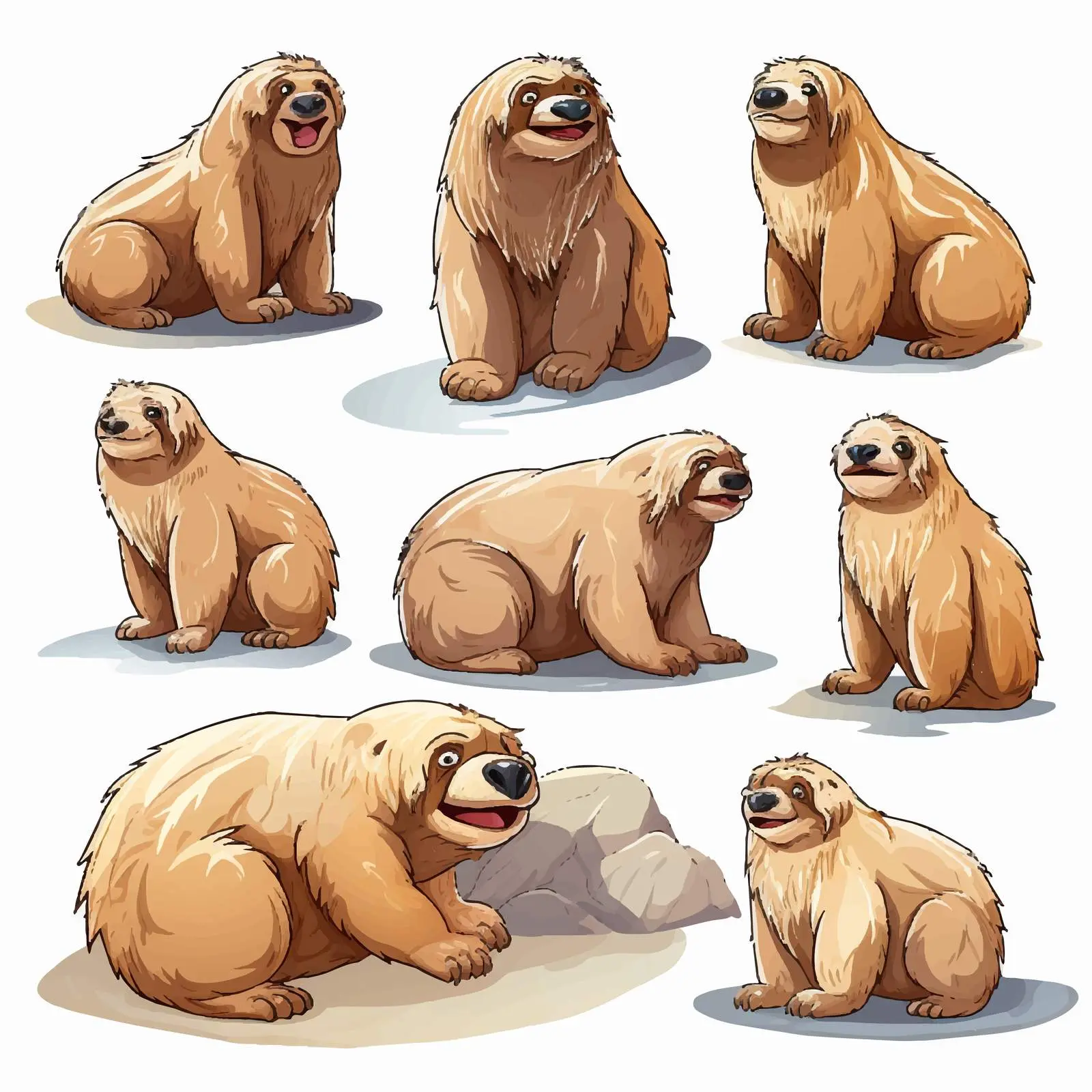 Cartoon Ground Sloth Vector Sticker Illustration — free download from Dotvec