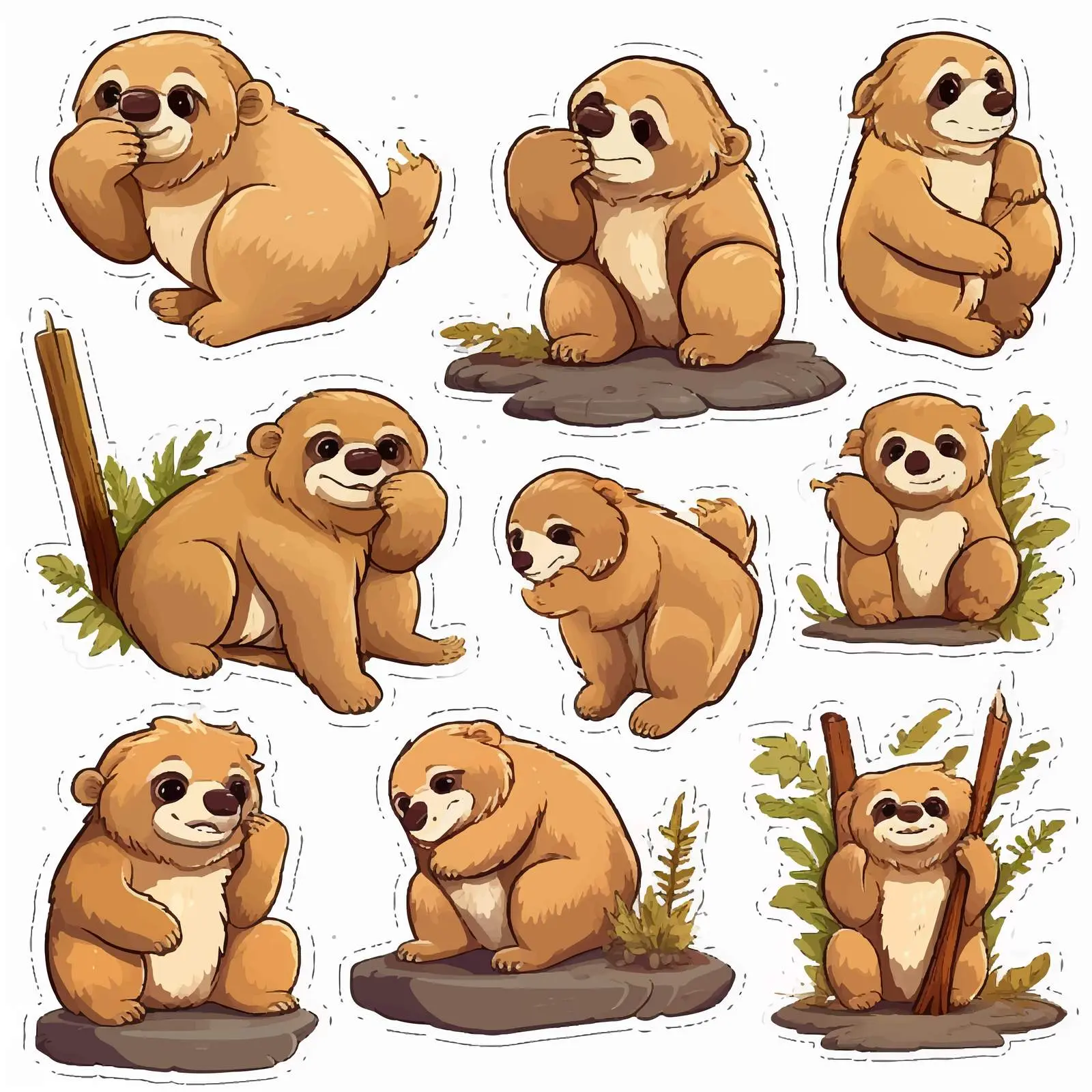 Colorful Ground Sloth Sticker Illustration Vector — free download from Dotvec