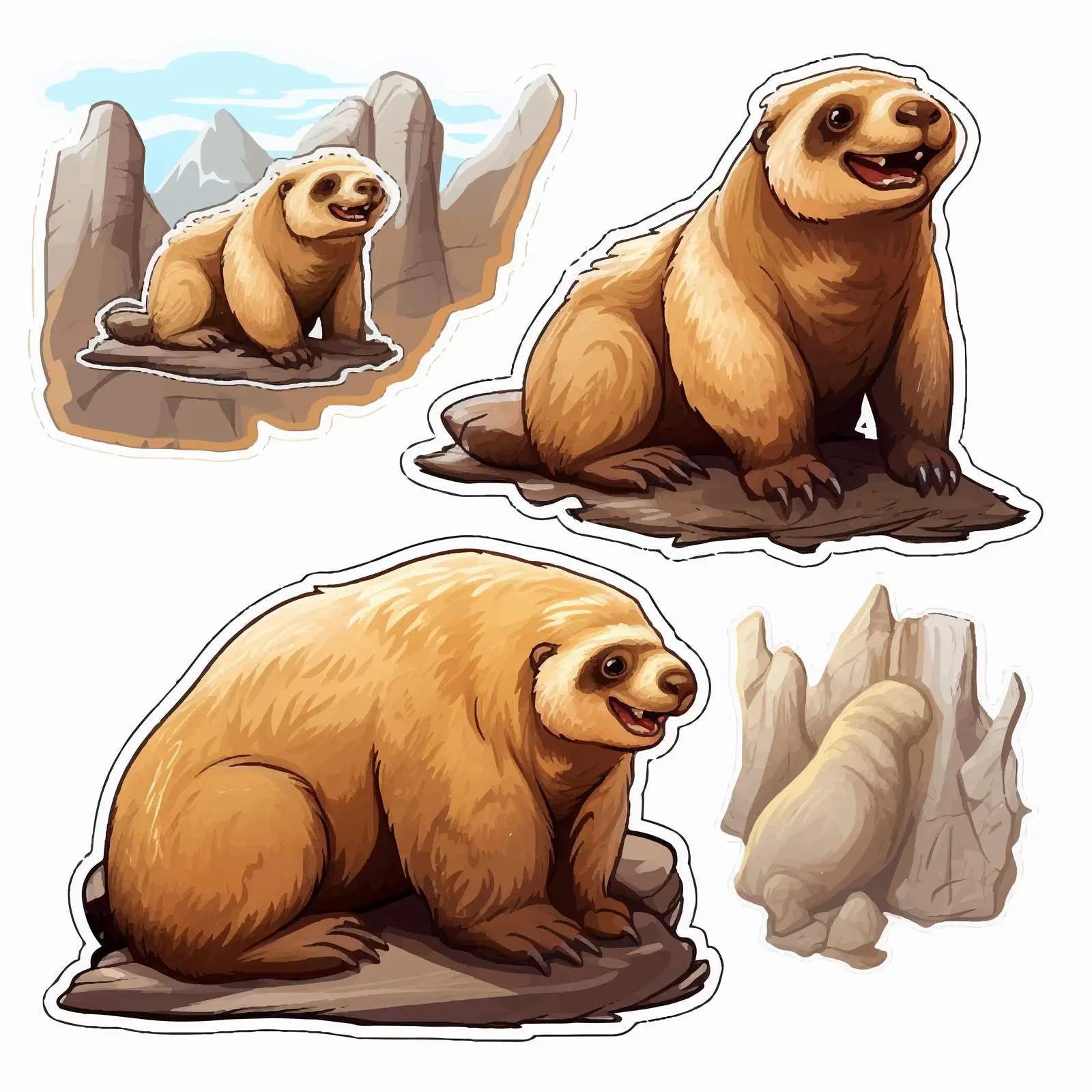 Ground Sloth Cartoon Sticker Vector Illustration — free download from Dotvec