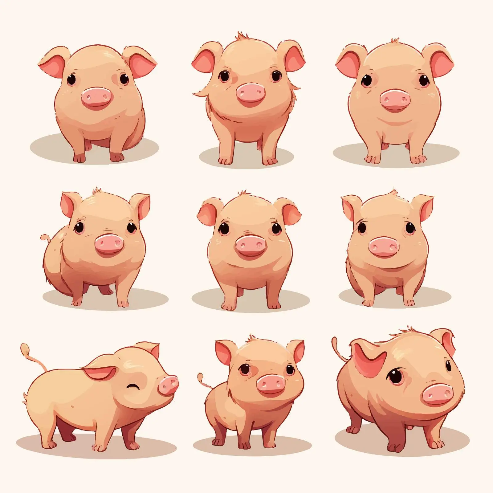 Guinea Pig Cartoon Character Vectors with Expressions – free unique characters image from Dotvec