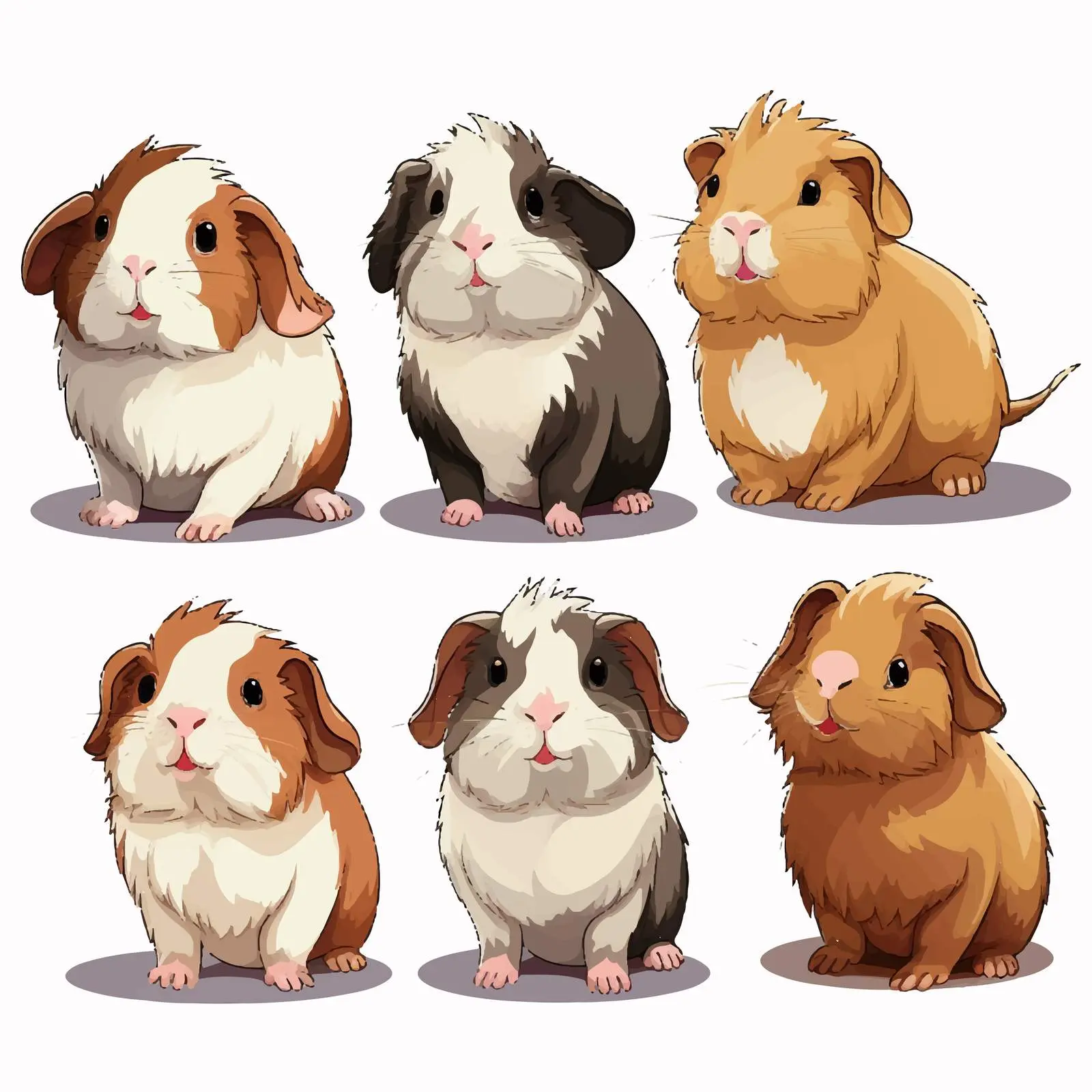 Cartoon Guinea Pig Character with Facial Expressions – free 3d design image from Dotvec