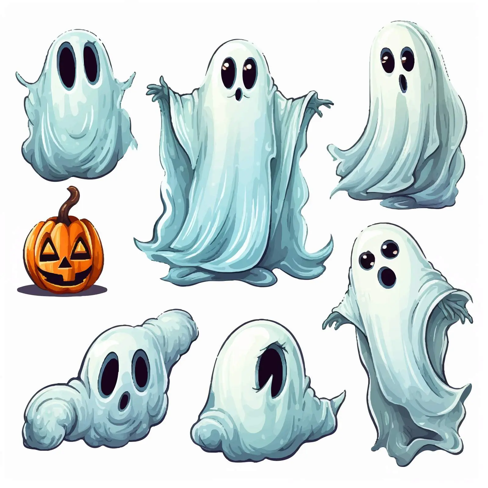 Halloween Ghost Objects Vector Illustration Set — free download from Dotvec