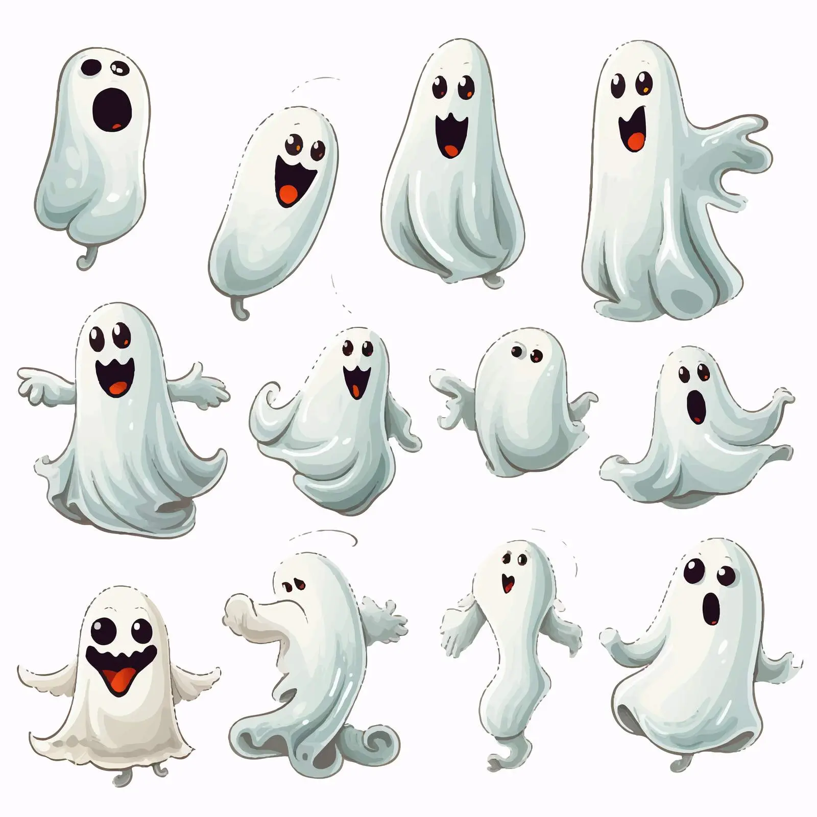 Halloween Ghost Vector Illustrations Set – free phantom image from Dotvec
