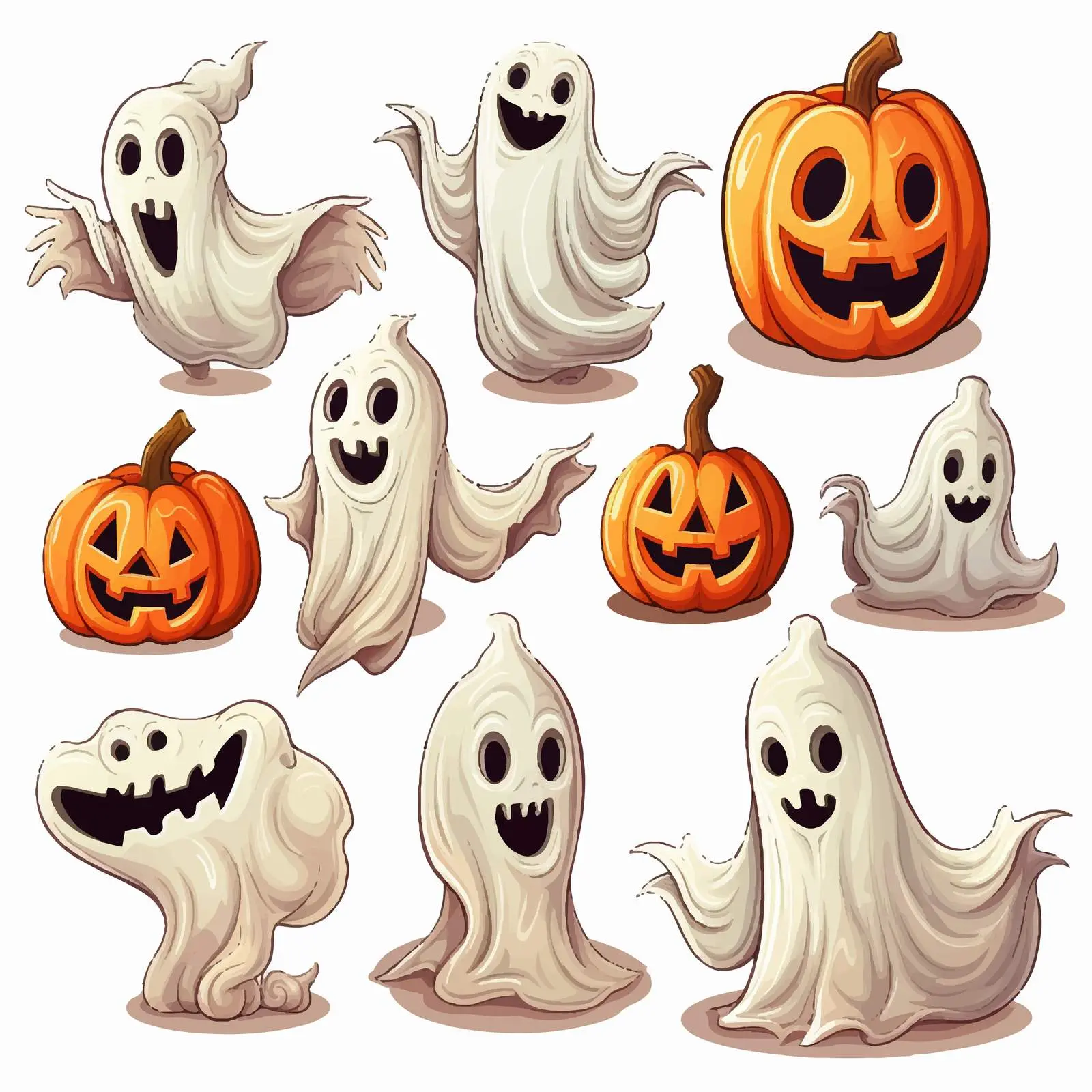 Halloween Ghost Illustrations Vector Set — free download from Dotvec