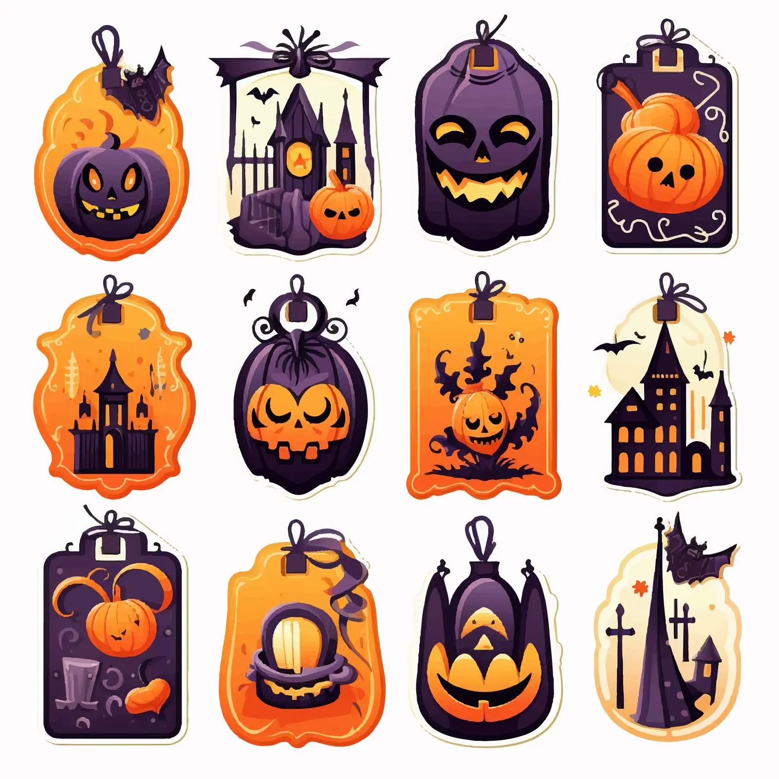 Halloween Tags for Holiday Goods on White Background – free ghost image from Dotvec