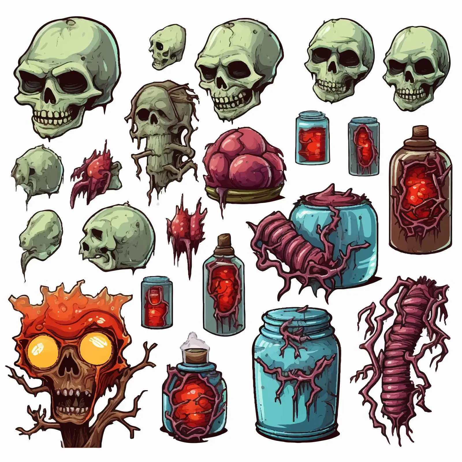Halloween Zombie Objects Vector Illustration — free download from Dotvec