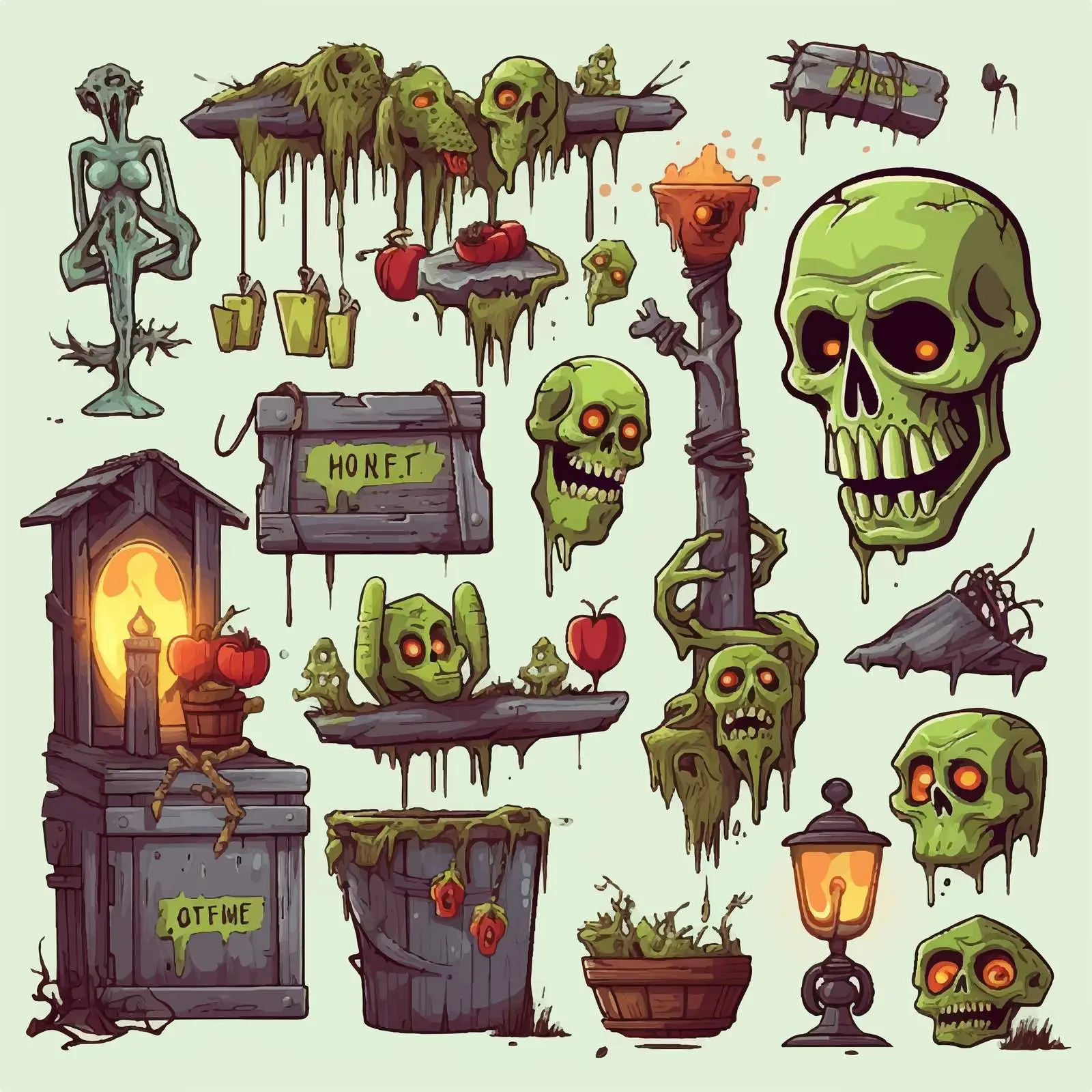 Halloween Zombie Objects Vector Illustration — free download from Dotvec