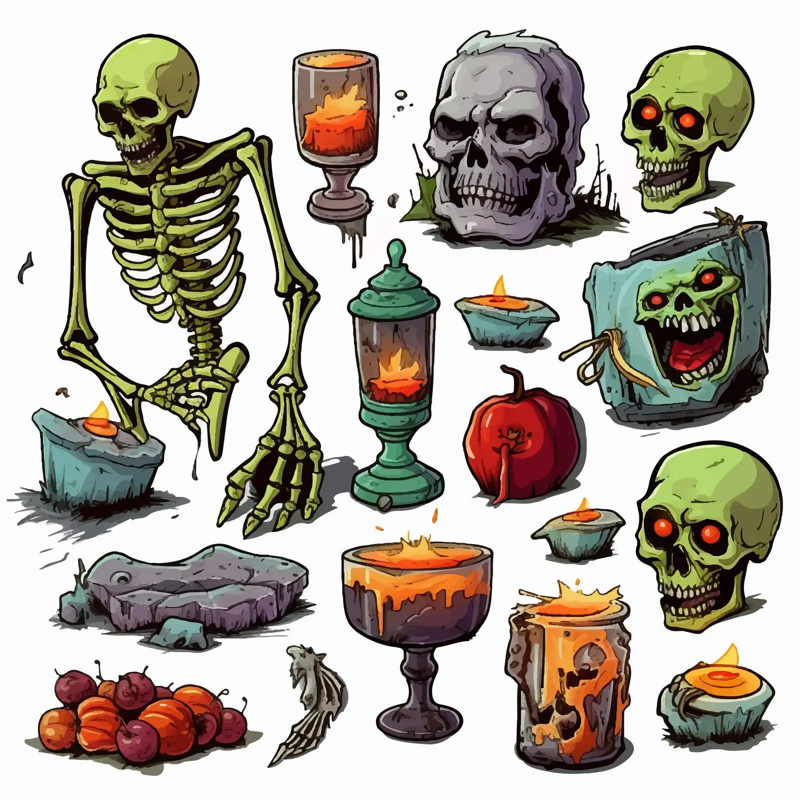 Halloween Zombie Objects Vector Illustration — free download from Dotvec