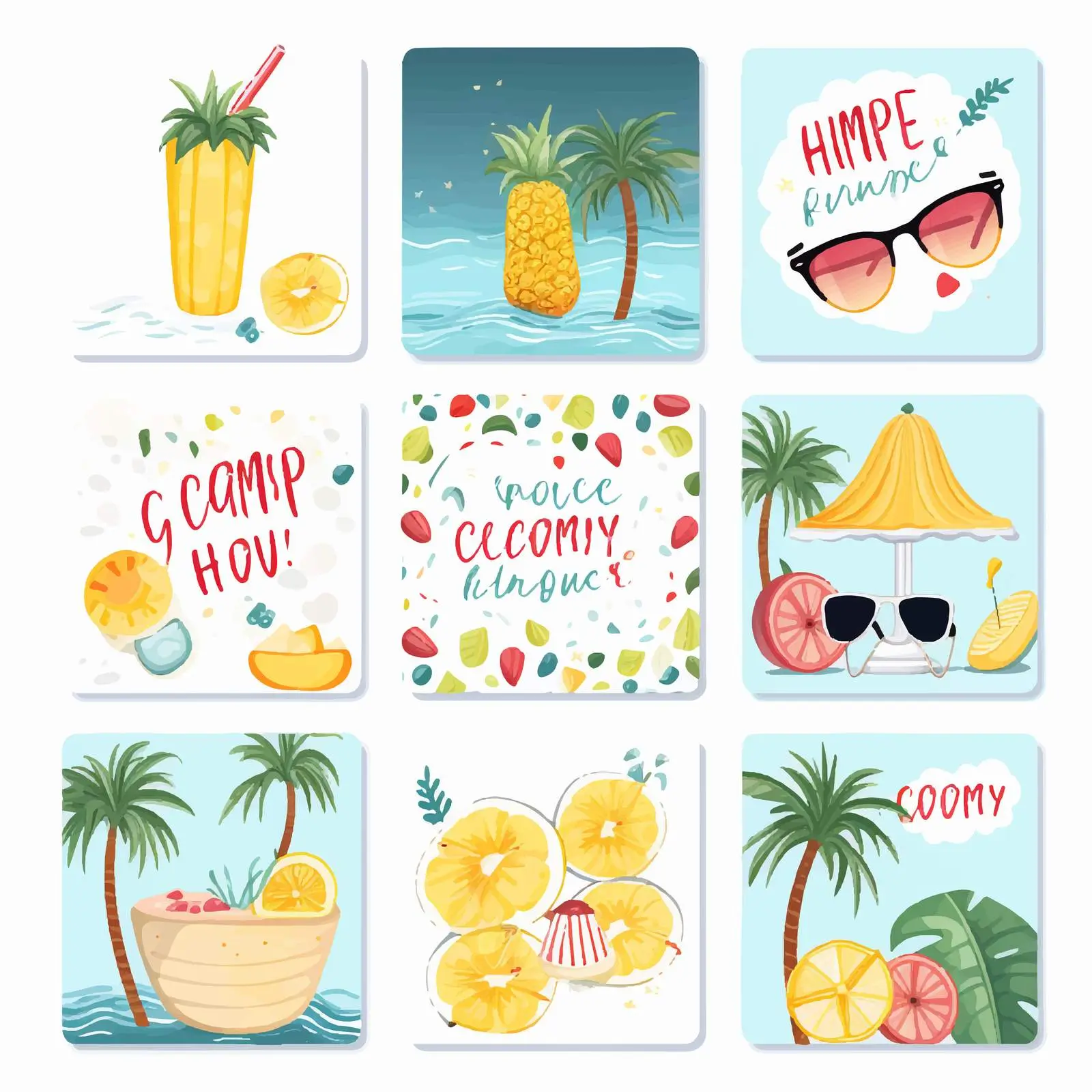 Hand-Drawn Card Set with Enjoy Inscription — free download from Dotvec
