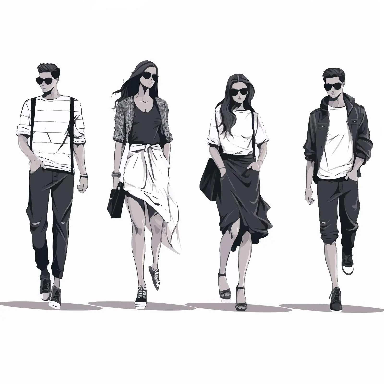 Stylish Young People Vector Art Collection – free social interactions image from Dotvec