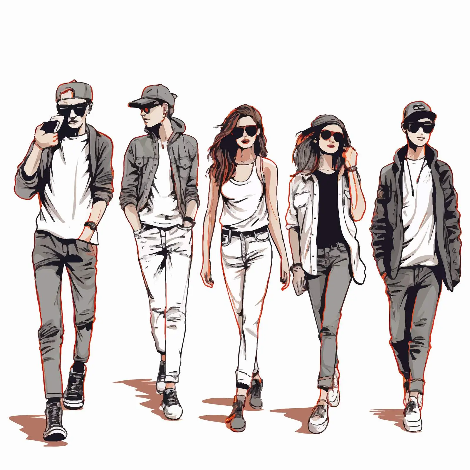 Stylish Young People Street Vectors Collection — free download from Dotvec
