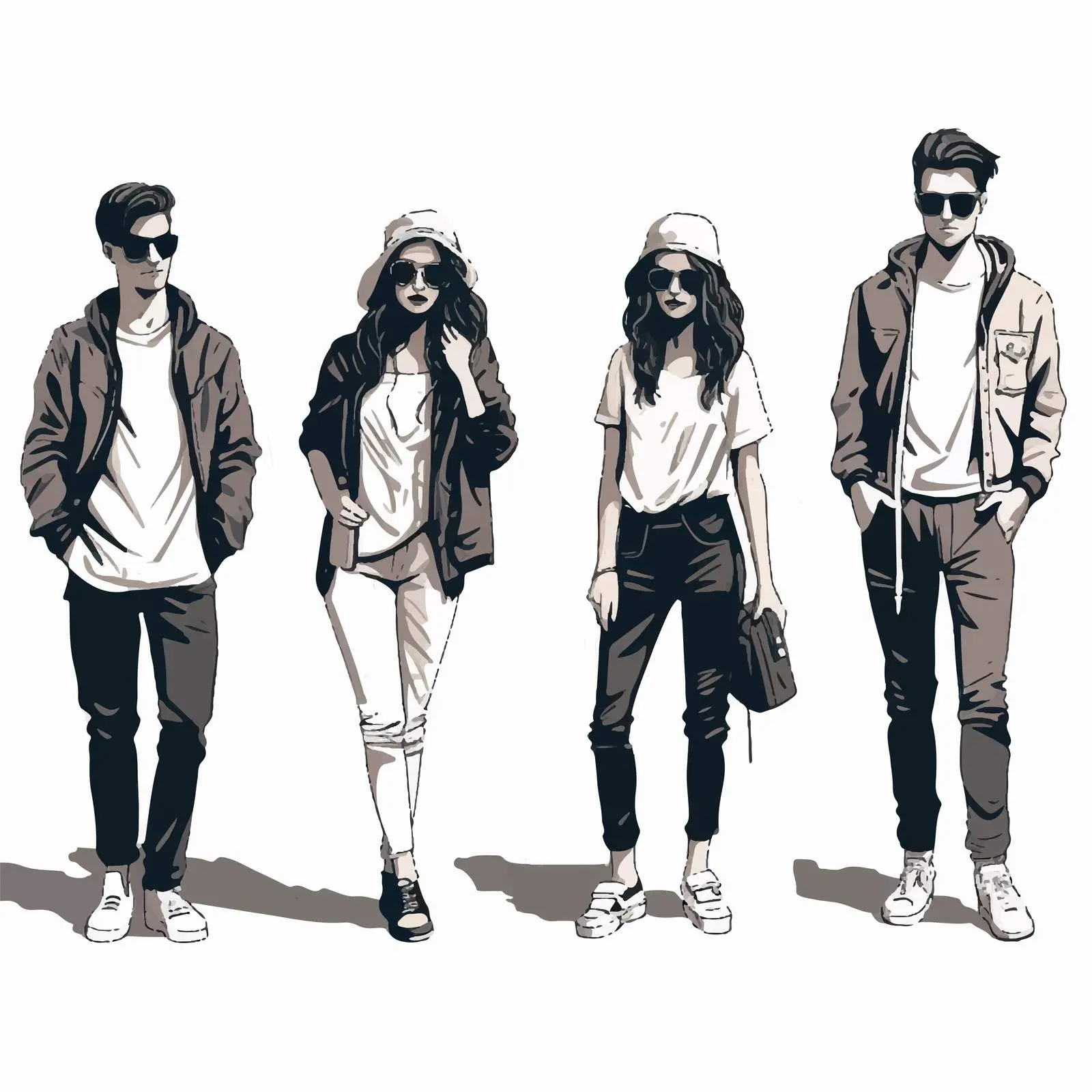 Stylish Young People Vector Art Collection — free download from Dotvec