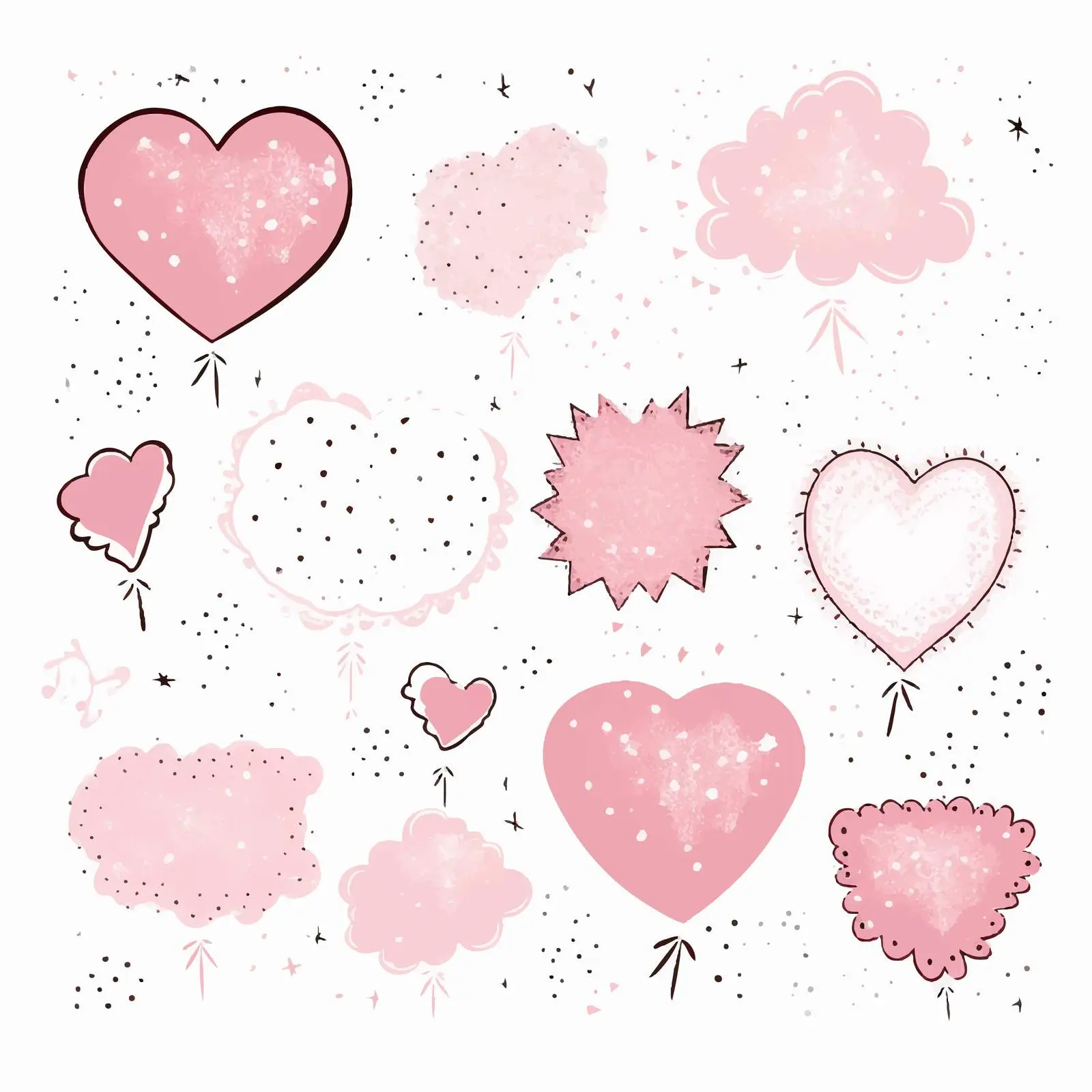 Hand-Drawn Wet Brush Speech Bubbles with Snowflakes – free speech bubbles image from Dotvec