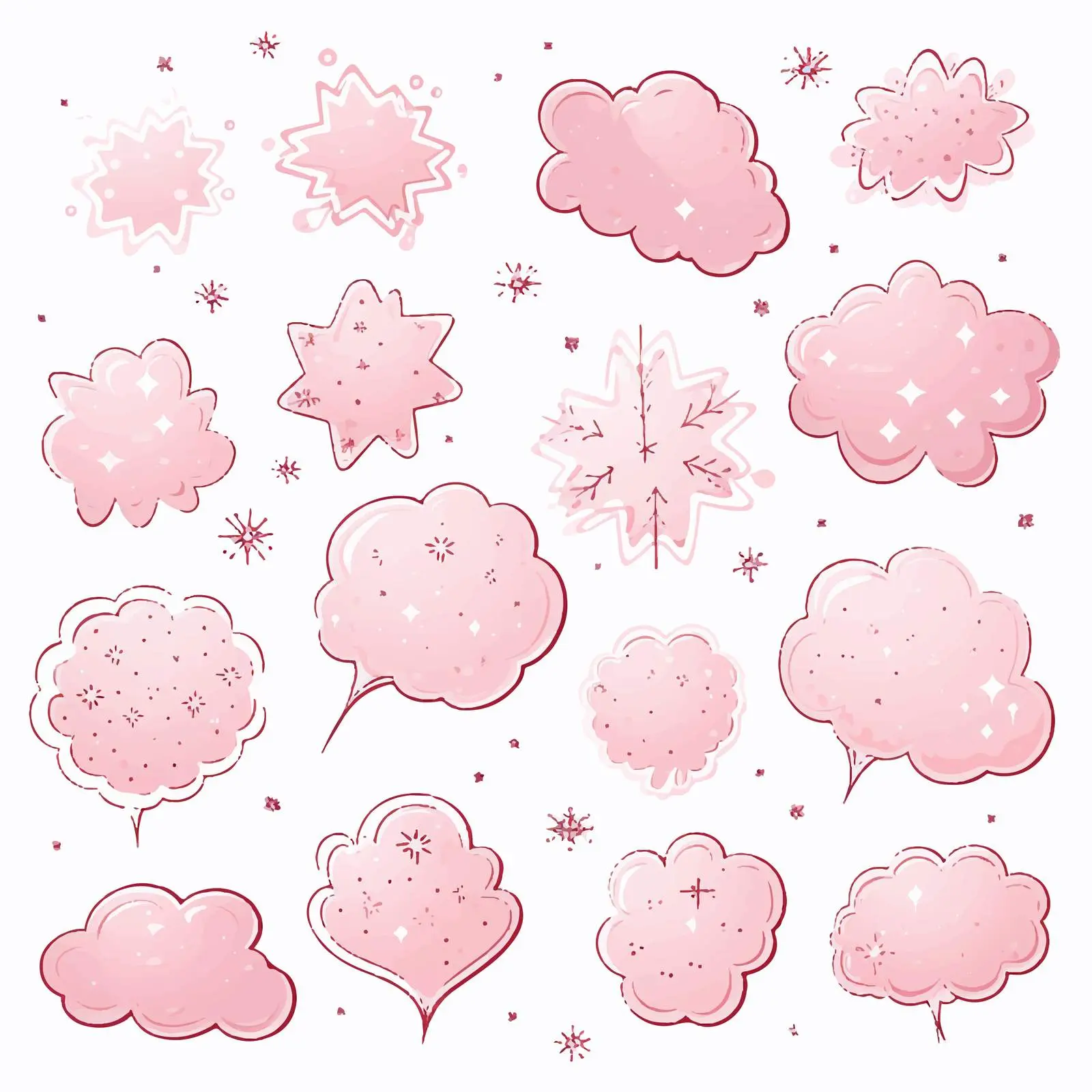 Hand-Drawn Wet Brush Speech Bubbles with Snowflakes – free speech bubbles image from Dotvec