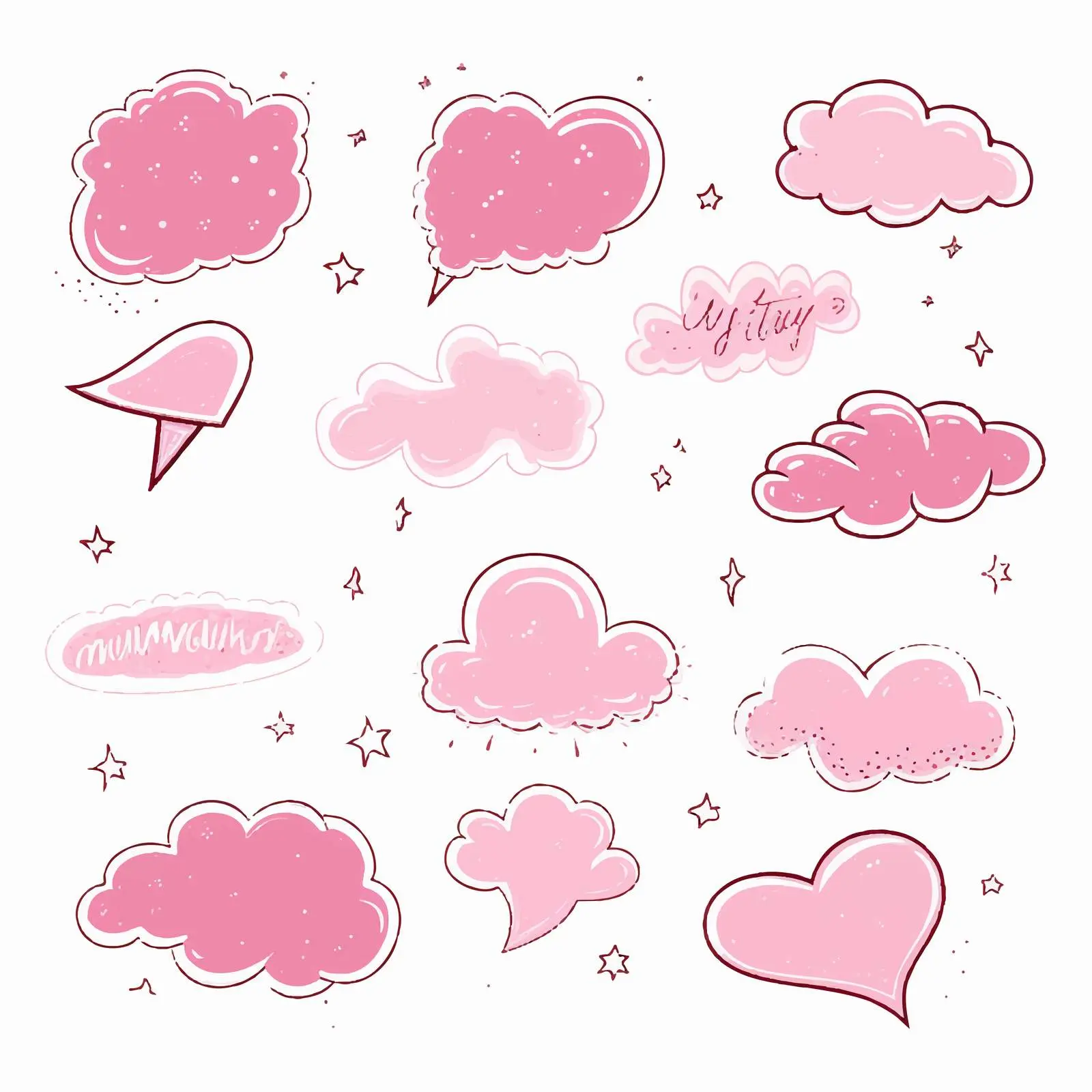 Hand Drawn Speech Bubbles with Snowflakes – free speech bubbles image from Dotvec