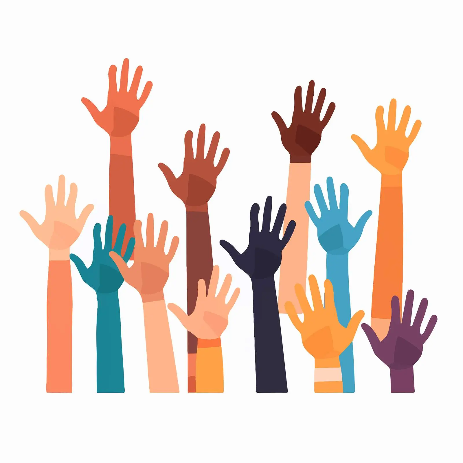 Diverse Hands Raised Up Vector Illustration — free download from Dotvec