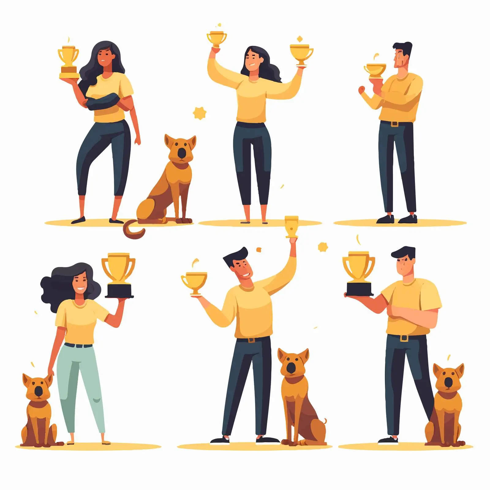 Happy Champions Holding Golden Cups in Vectors – free champion image from Dotvec