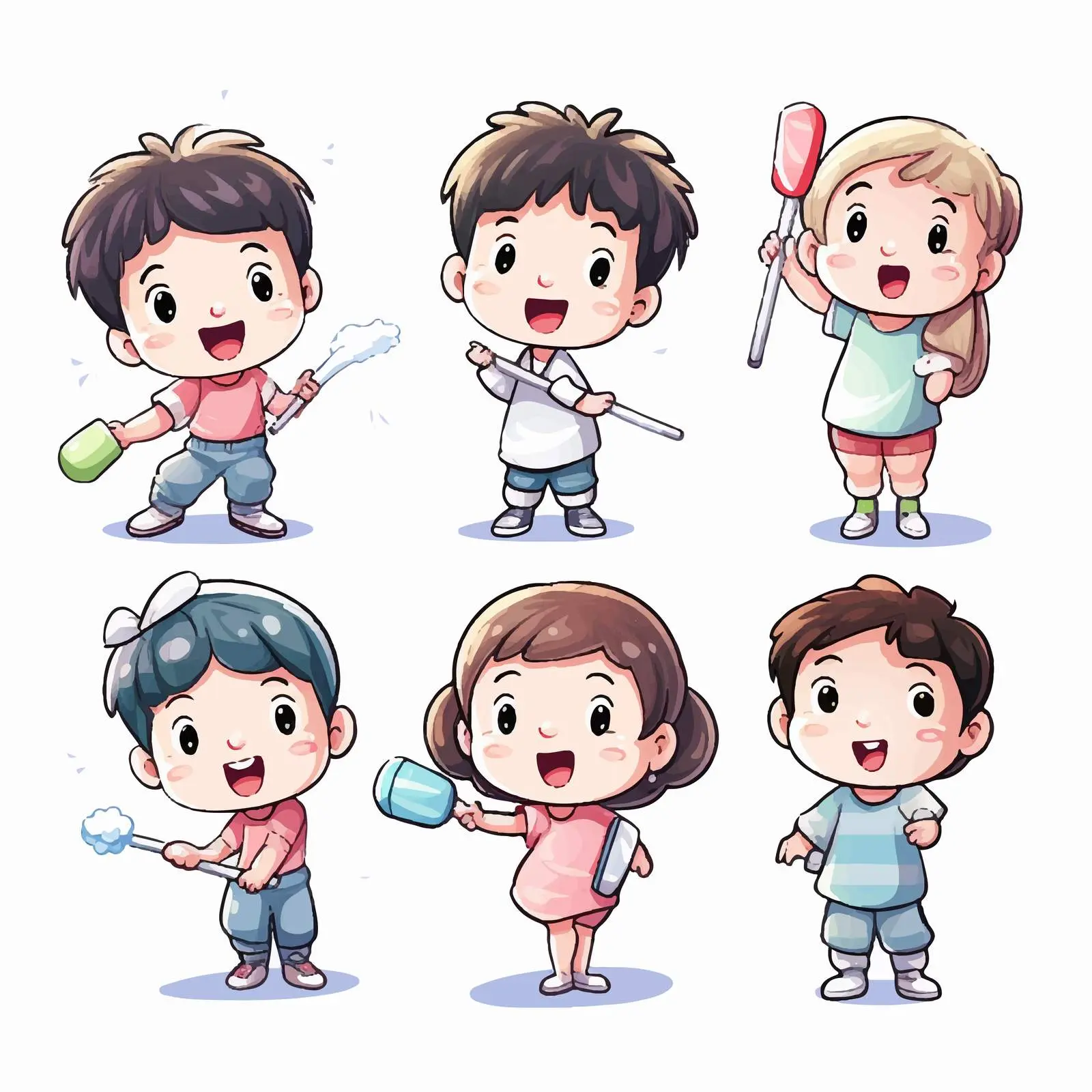 Happy Kids with Toothbrushes and Dental Mirrors — free download from Dotvec