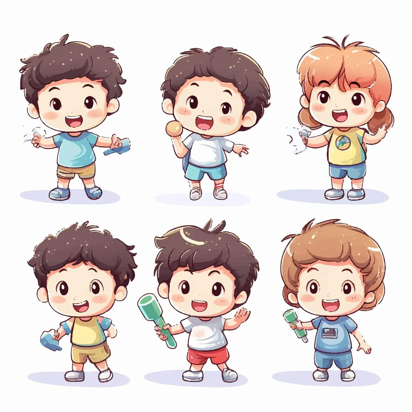 Happy Kids with Toothbrush and Dental Mirror Vector — free download from Dotvec