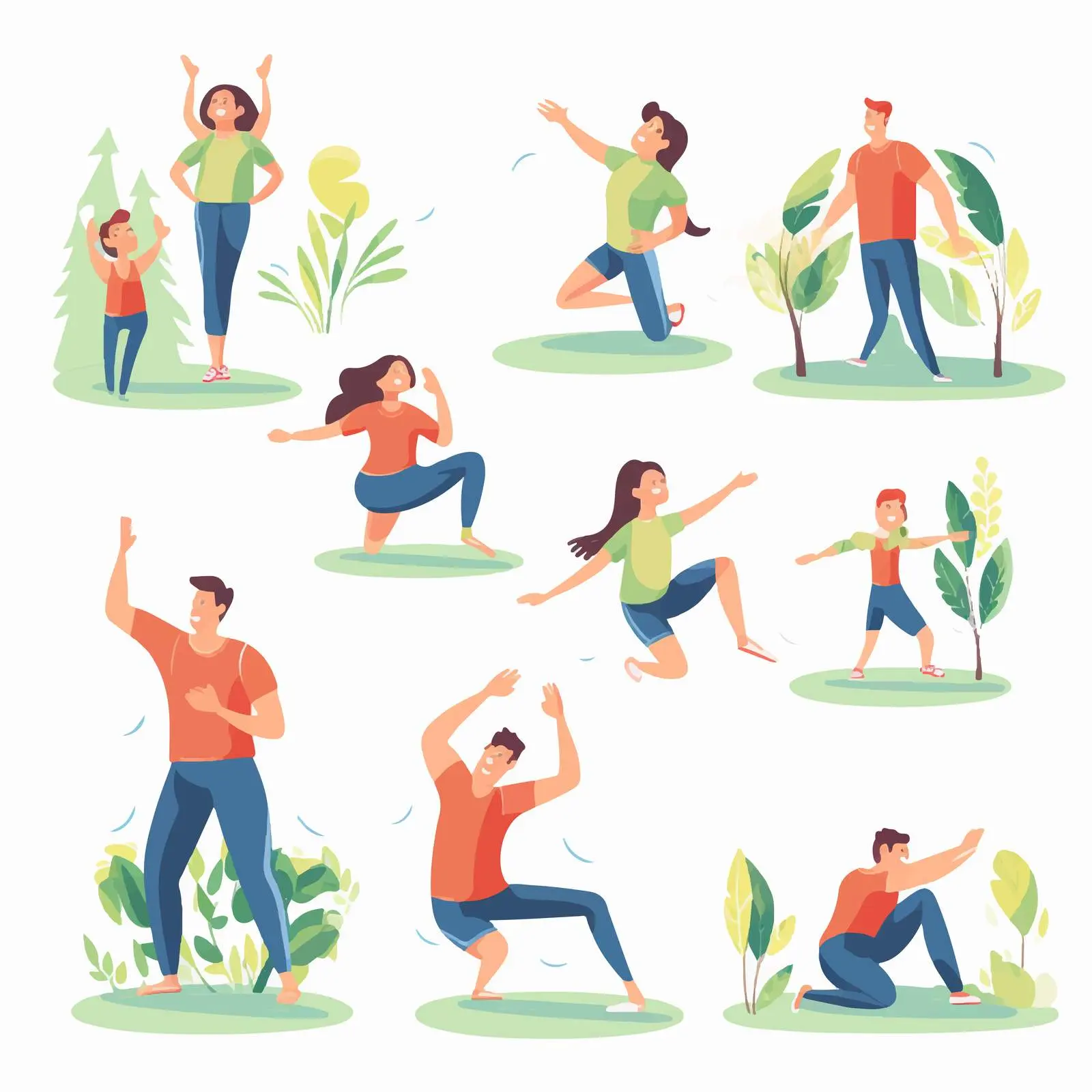 Healthy Families Exercising Together at Home — free download from Dotvec