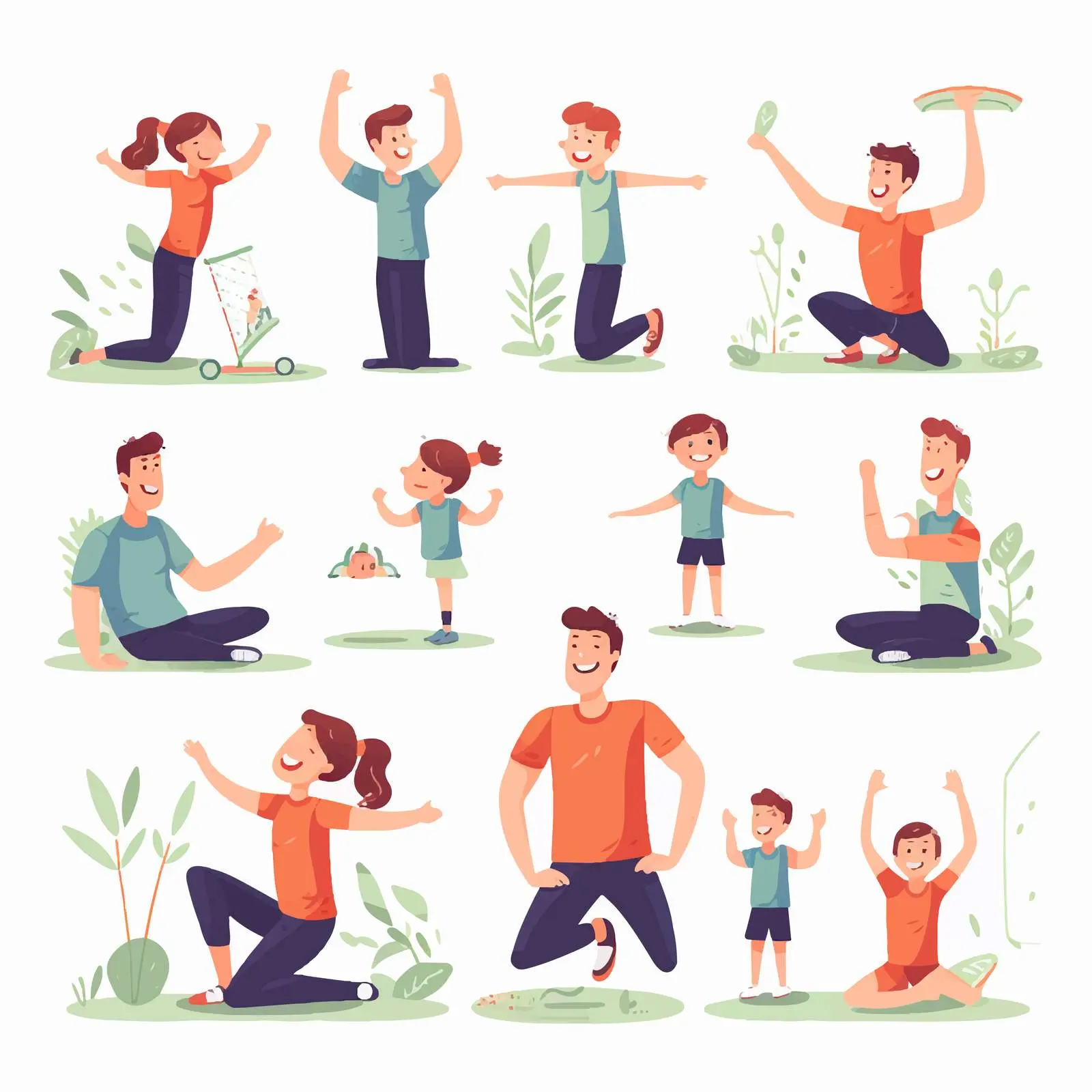 Healthy Families Exercising Together at Home — free download from Dotvec