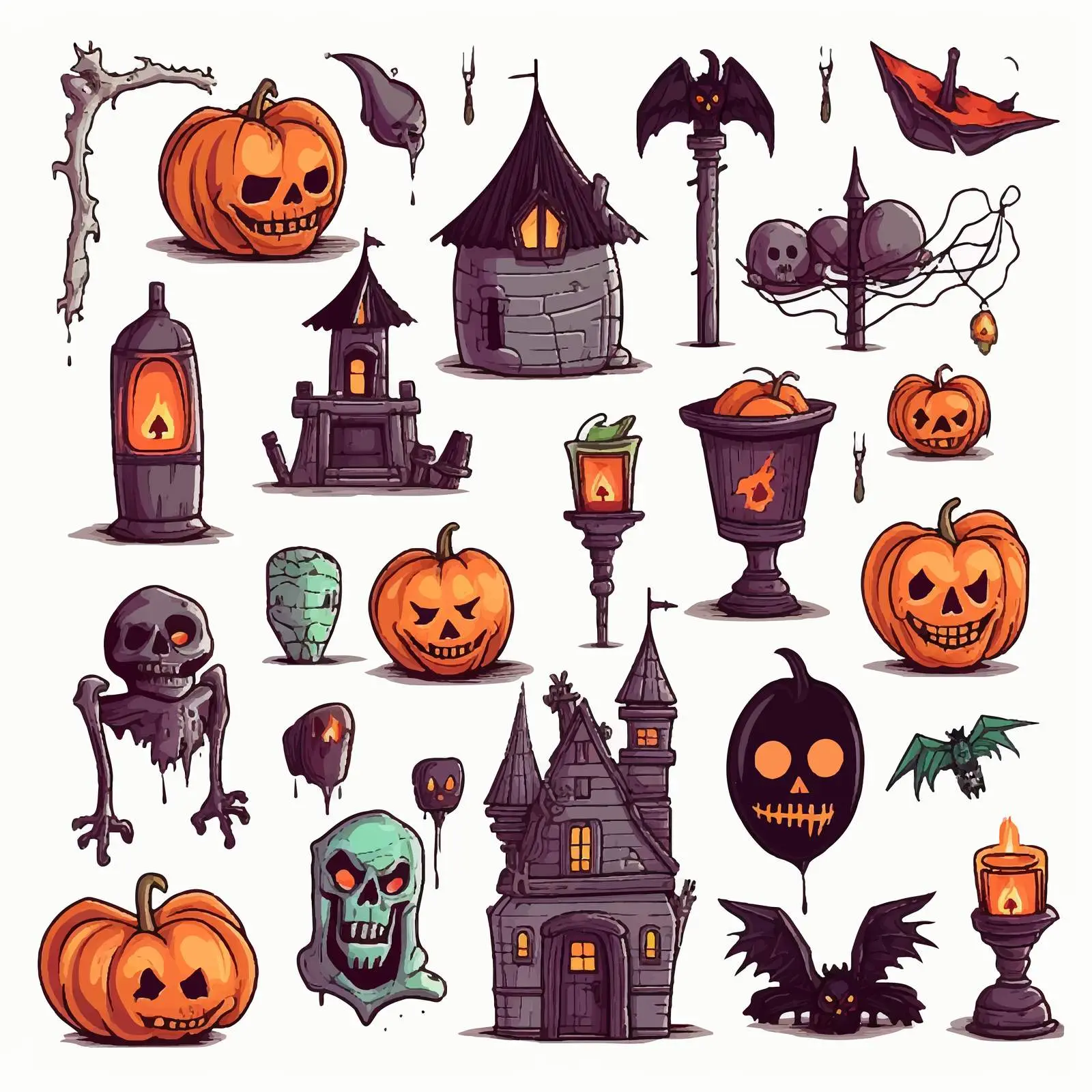 Horror Halloween Objects and Cartoon Characters Vector – free vampire image from Dotvec