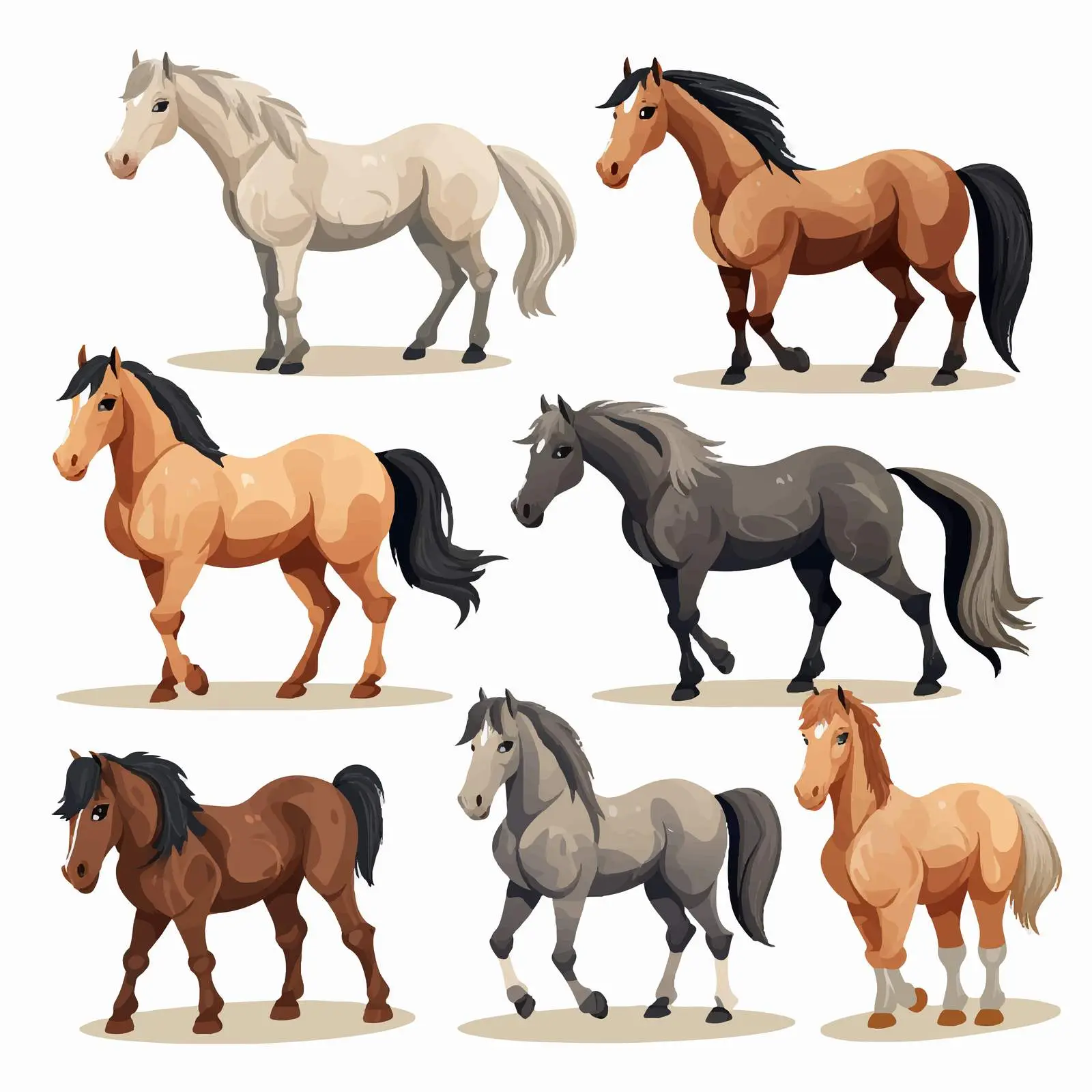 Cartoon Horse Vector Illustrations Set — free download from Dotvec
