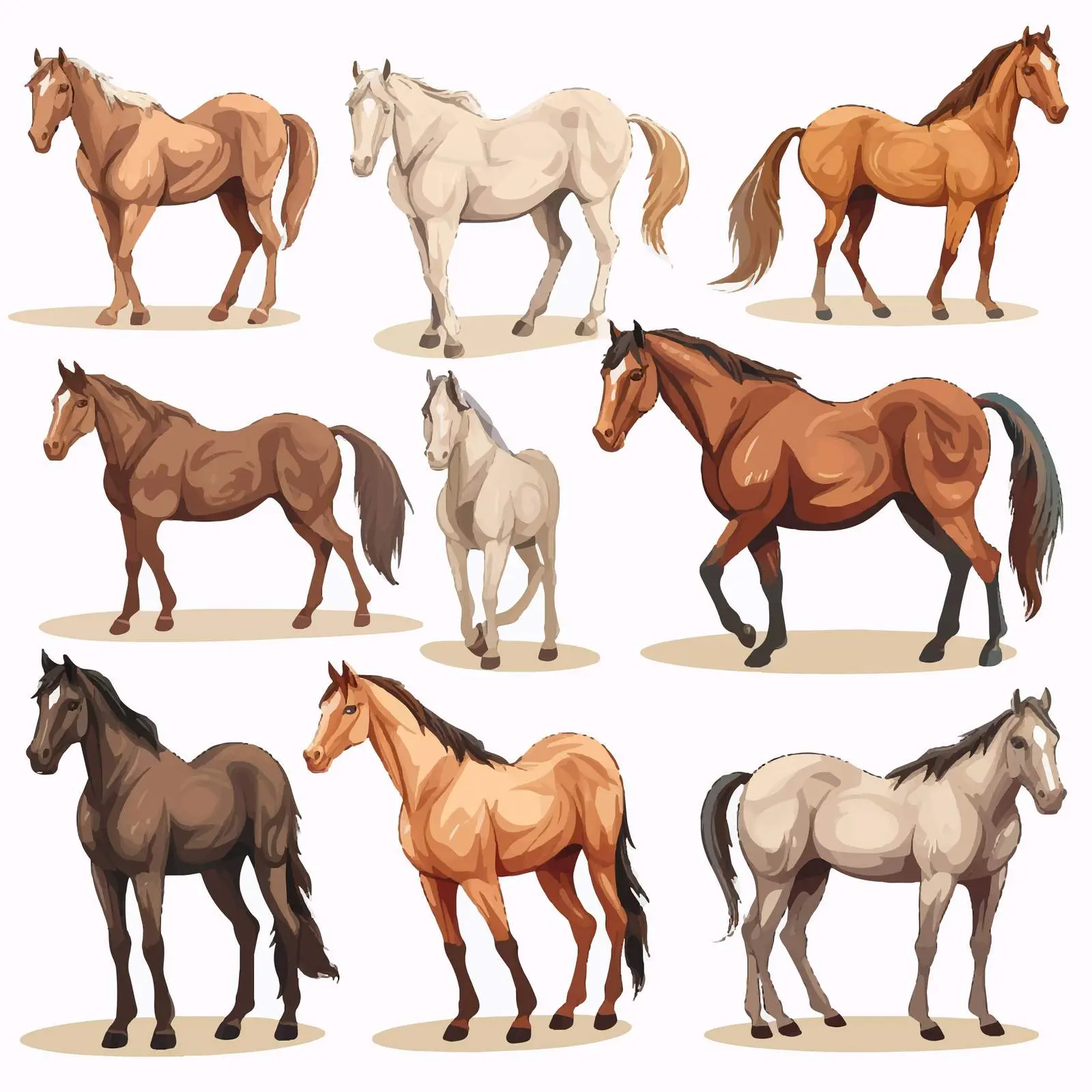 Set of Cartoon Horse Illustrations for Design — free download from Dotvec
