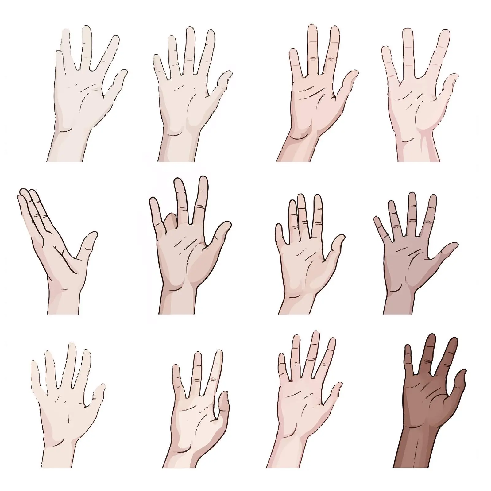 Human Hand Positions and Gestures Vector Pack — free download from Dotvec