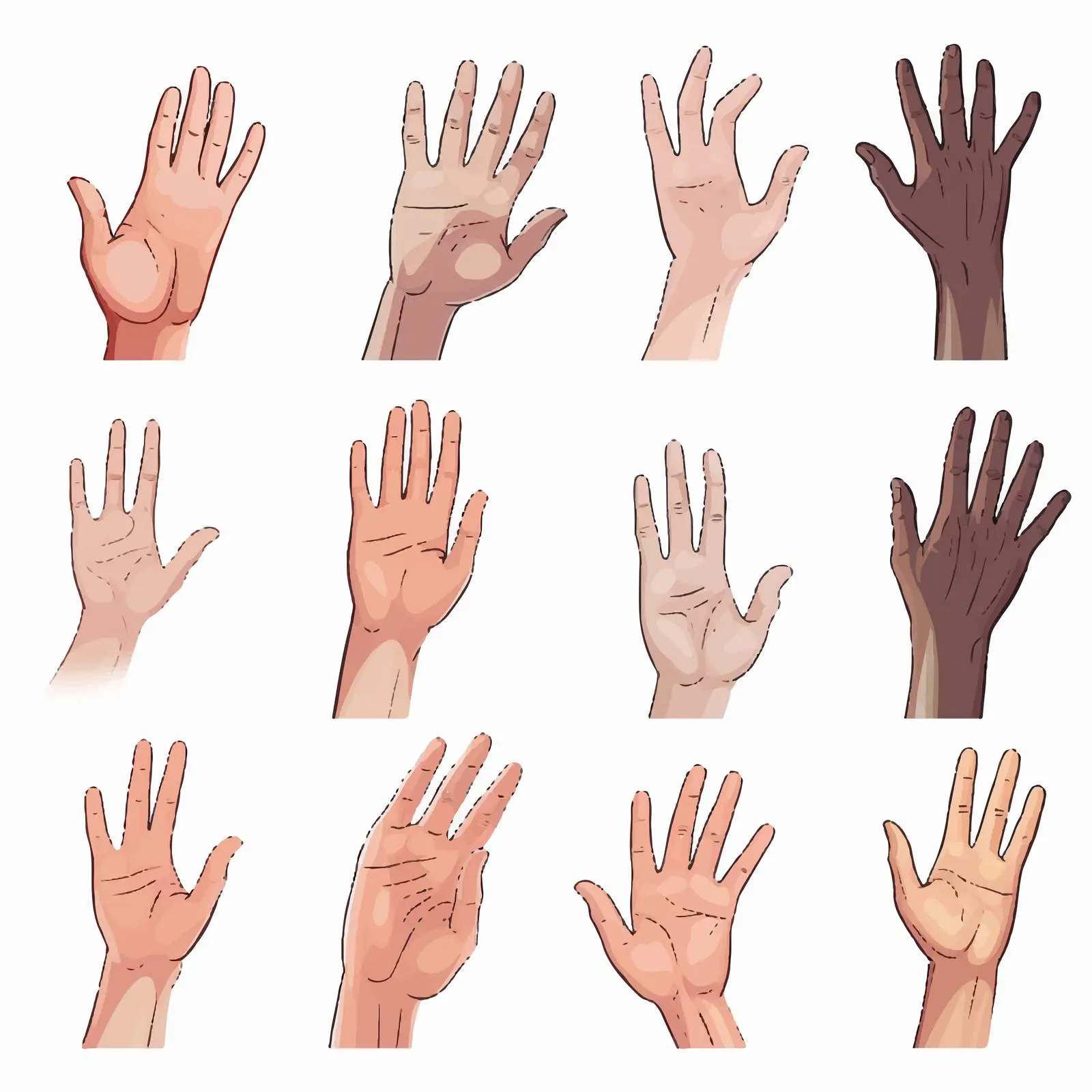 Various Human Hand Gestures and Positions — free download from Dotvec